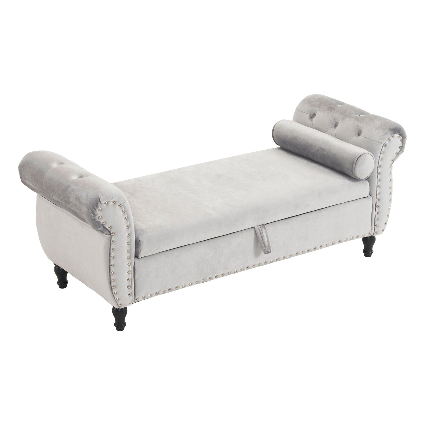 Luxurious Velvet Multifunctional Storage Ottoman Bench With Pillow Noble House