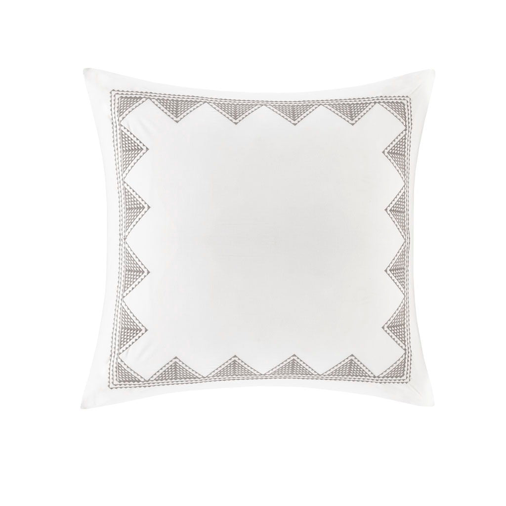 Isla - Embroidered Euro Sham - White INK+IVY