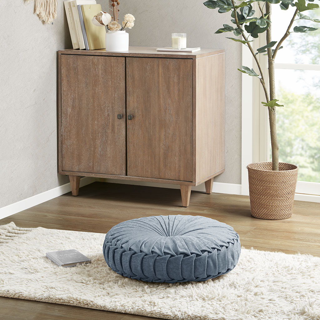 Loretta - Round Floor Pillow Cushion - Aqua Intelligent Design