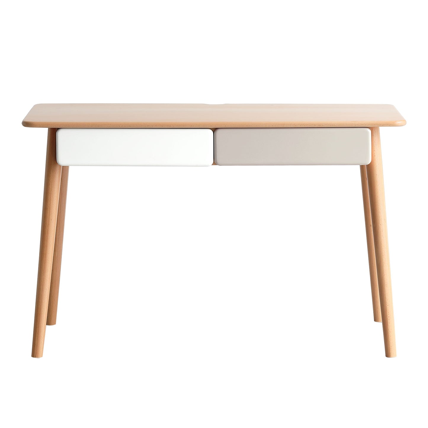 Computer Desk Large Size Office Desk With 2 Drawers, Modern Simple Style PC Table With Gap Design For Home Office - White / Gray Home Essentials