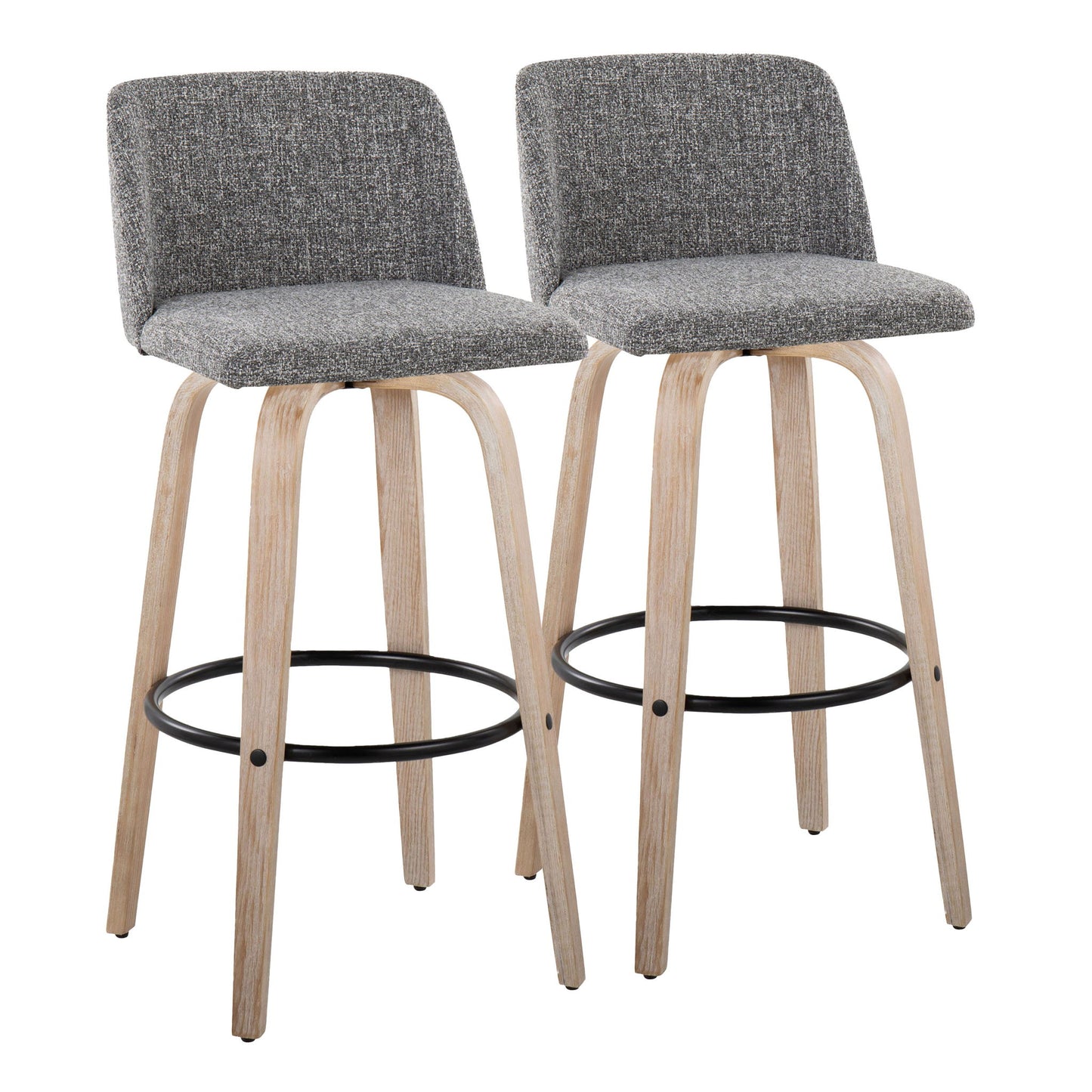 Toriano - Mid-Century Modern Fixed Height BarStool With Round Footrest (Set of 2) Lumi Source