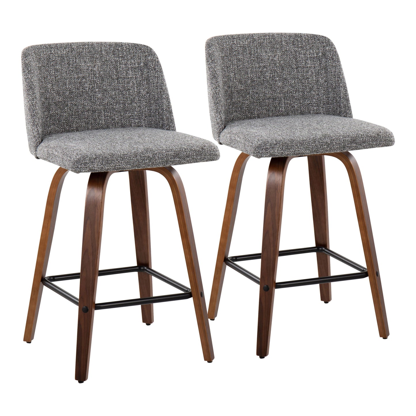 Toriano - Mid Century Modern Fixed Height Counter Stool & Square Footrest (Set of 2) Lumi Source