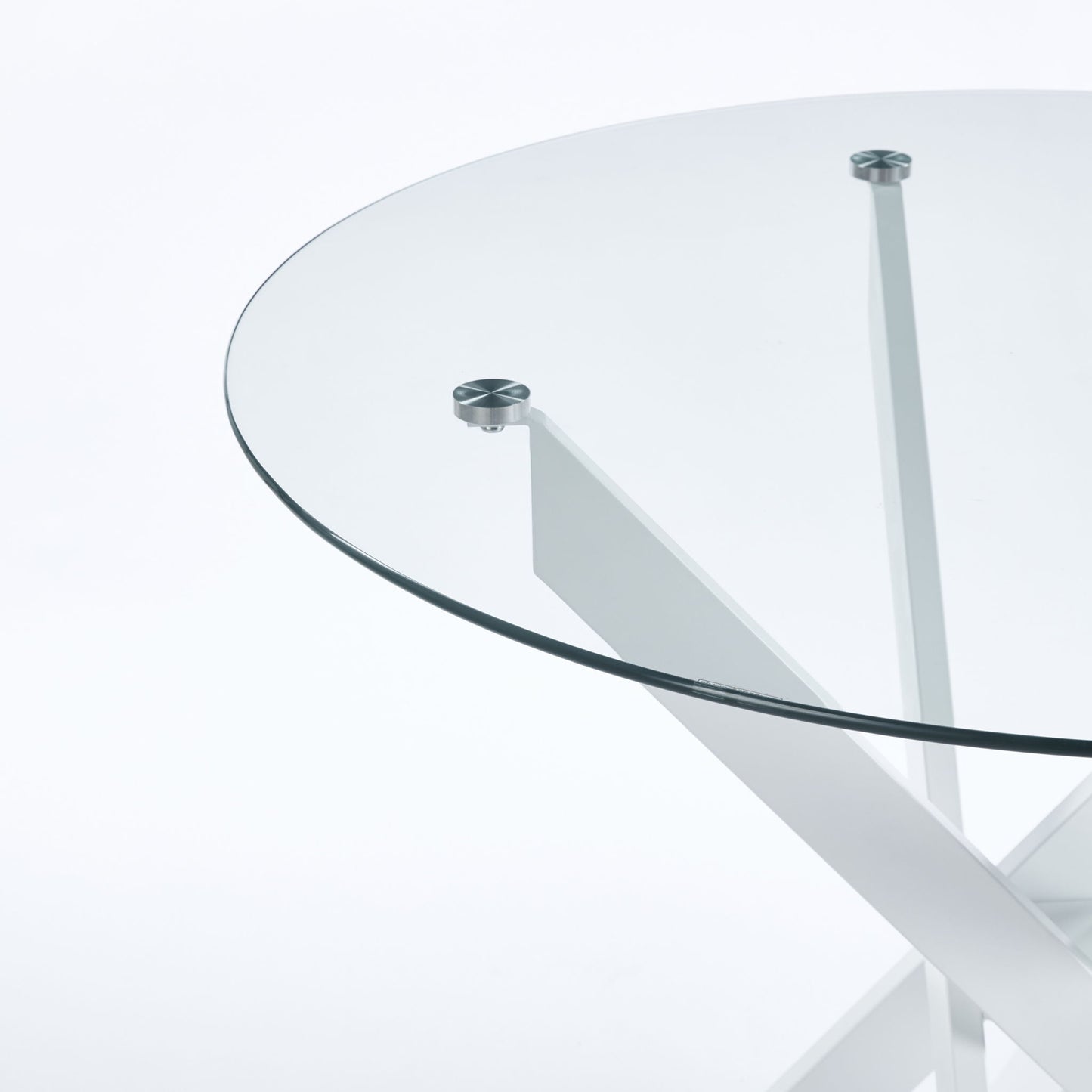 Dining Table With Cross Metal Leg And Tempered Glass, Modern Space Saving Kitchen Table For Living Room Home Essentials