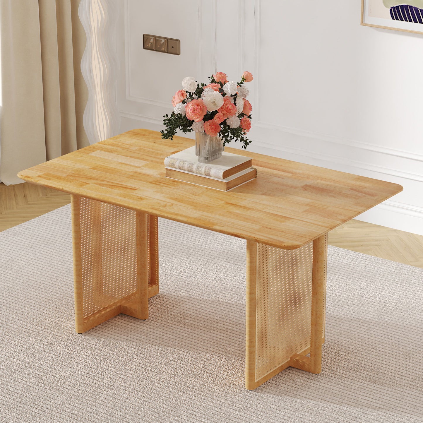 Dining Table With Imitation Rattan Design For Dining Room Home Essentials