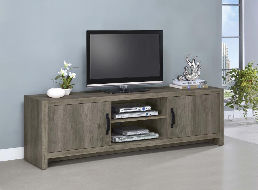 Burke - 2 Door Engineered Wood TV Stand - Gray Driftwood CoasterEssence