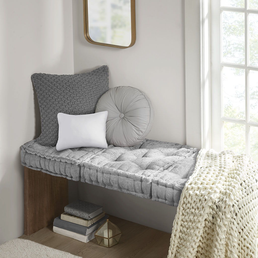 Azza - Square Floor Pillow Cushion - Gray Intelligent Design