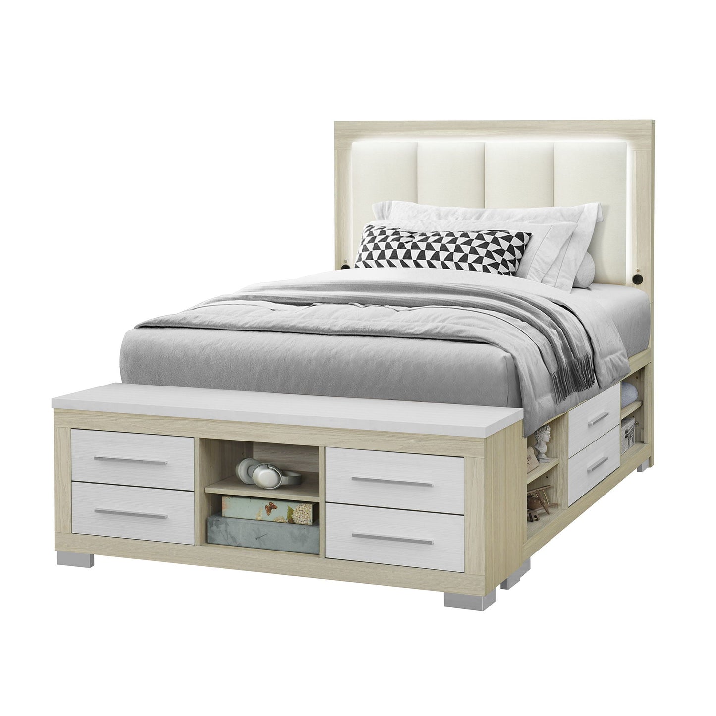 Emilia - Bed With Storage And LED Lighting Global Furniture USA