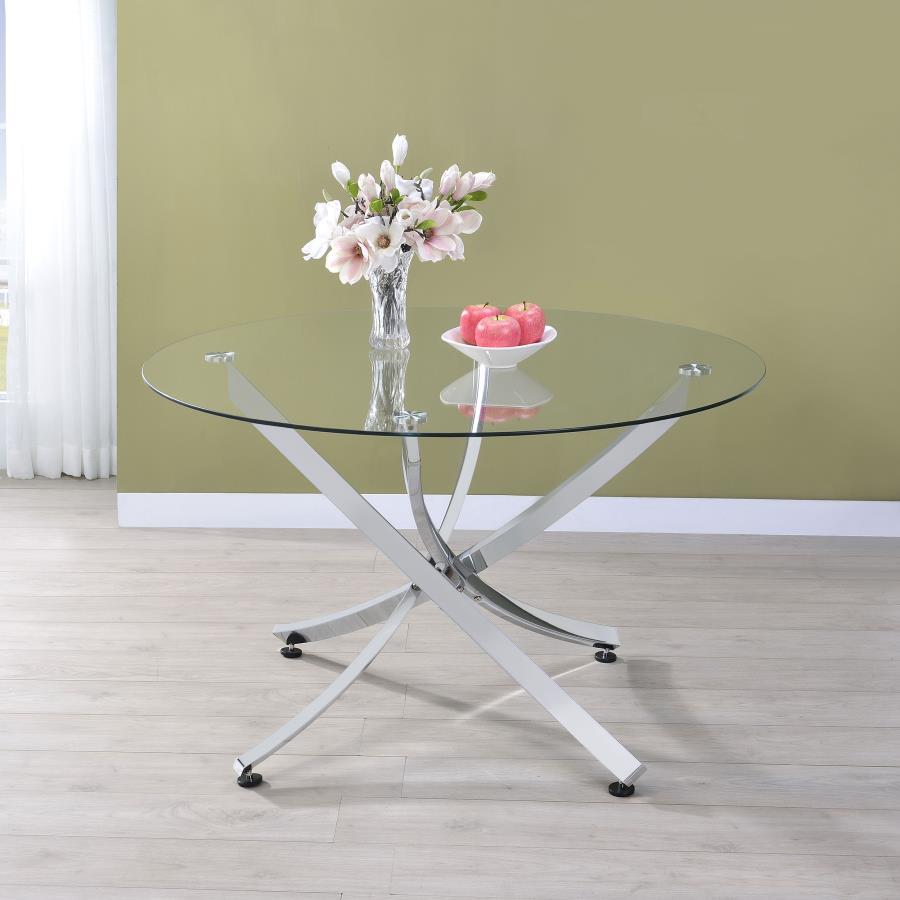 Beckham - Round Glass Top Dining Table CoasterEveryday