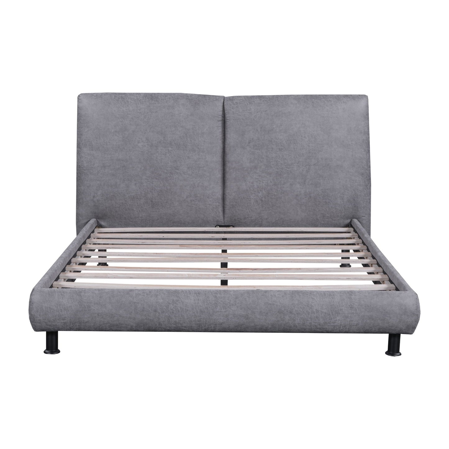 Upholstered Platform Bed With 2 Large Headrests And Thick Halcyon Home