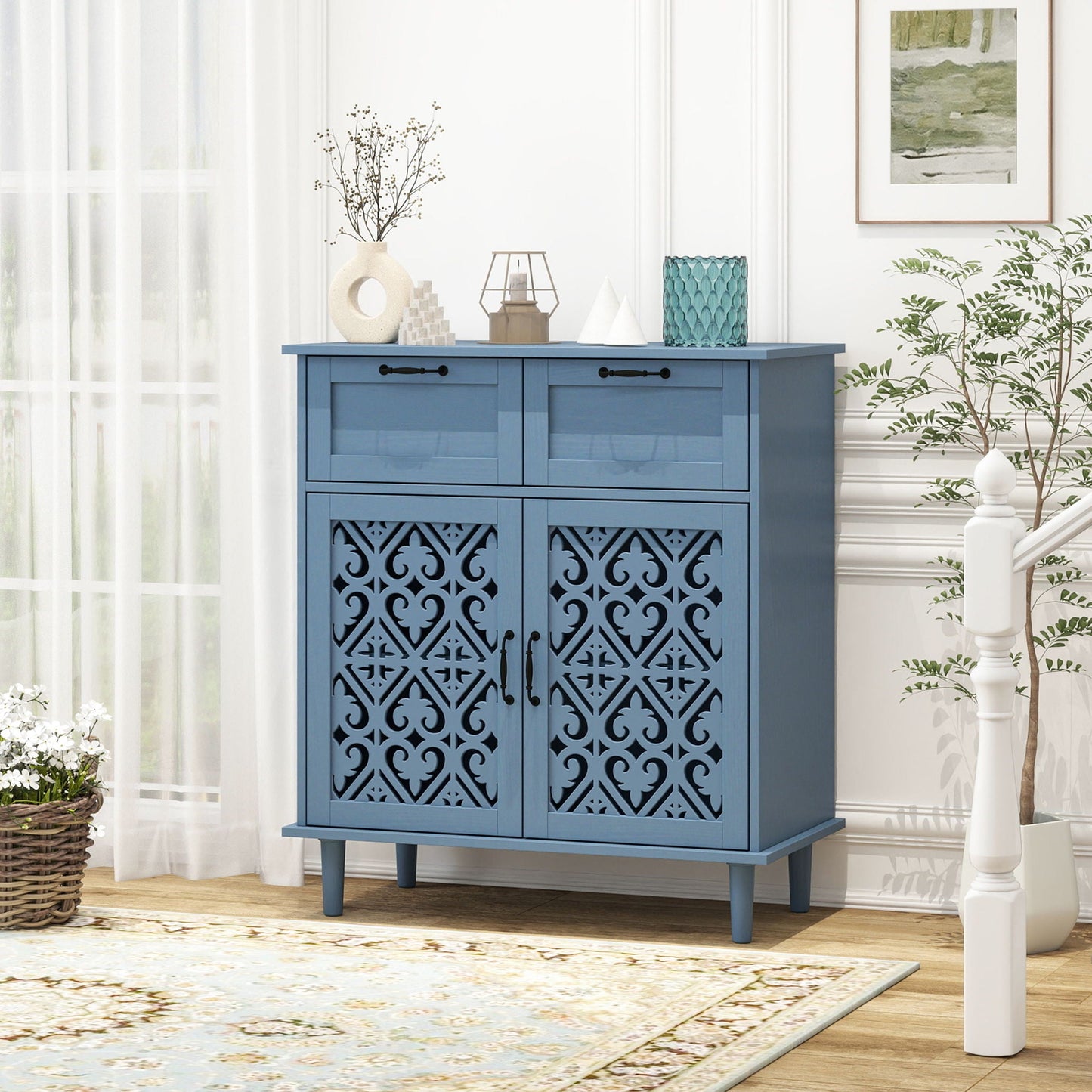 2 Door 2 Drawer Elegant Cabinet Home Essentials