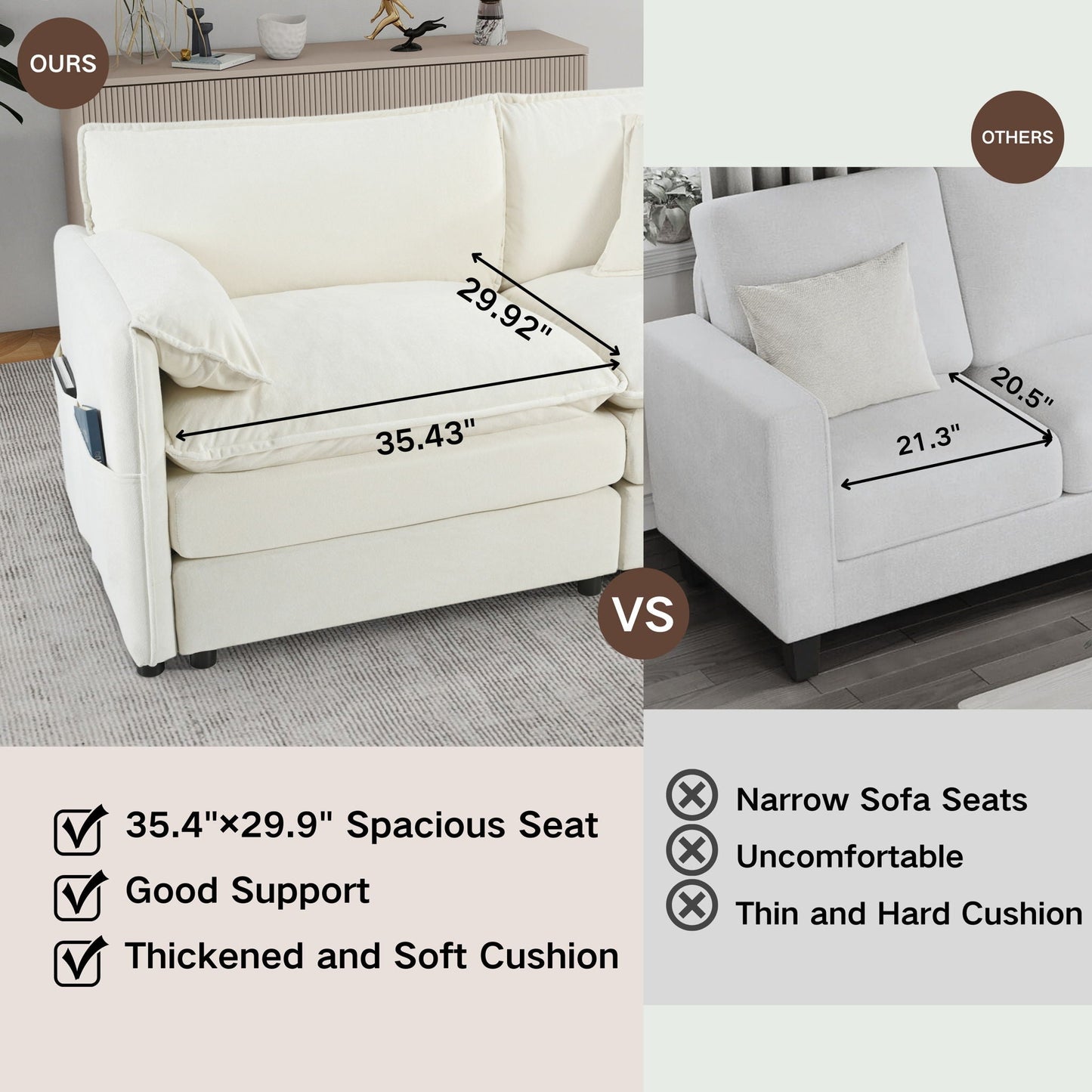 Modern Oversized Chenille Loveseat Sofa With Deep Seat And Diy Combination Home Essentials