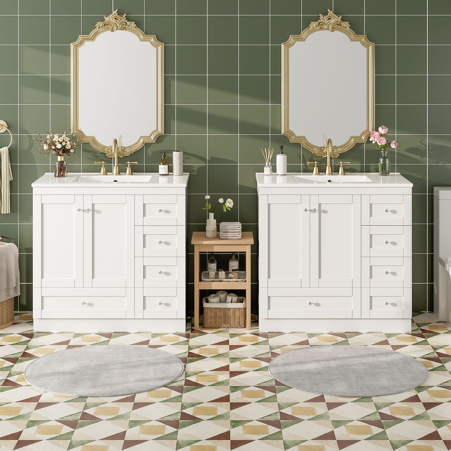 Shaker Free Standing Bathroom Vanity Cabinet With Sink, Soft Close Drawers, Soft Close Doors Hearth and Haven