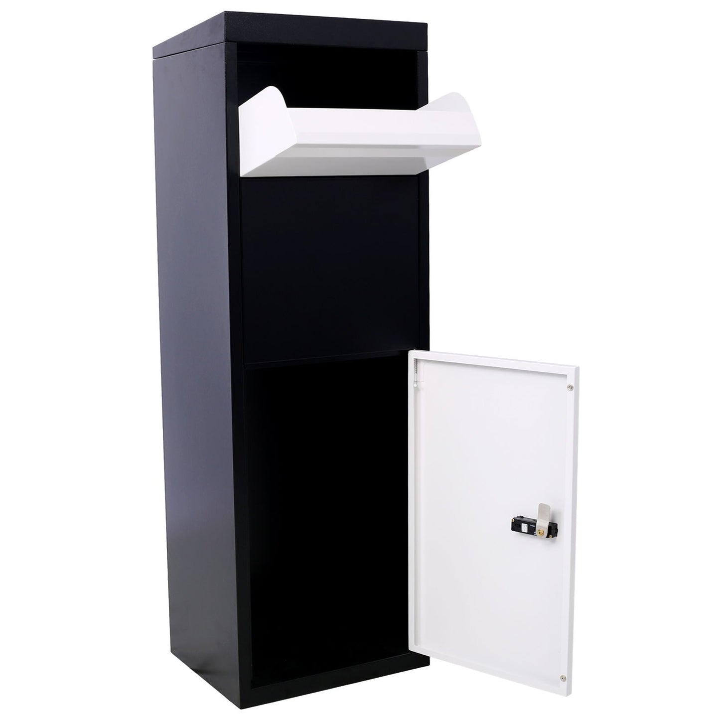 Package Delivery Box, Galvanized Steel Parcel Mailbox With Code Lock & Mounting Hardware, For Outdoor Porch, Curbside - White / Black Daily Nest