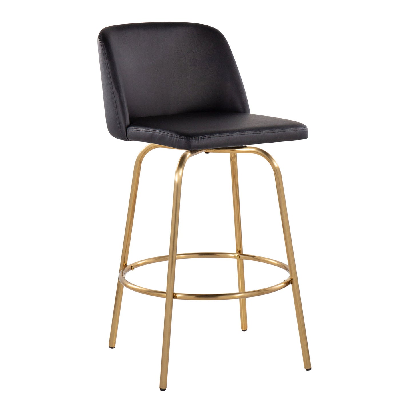 Toriano - Contemporary, Fixed Height Counter Stool With Swivel With Round Footrest (Set of 2) Lumi Source