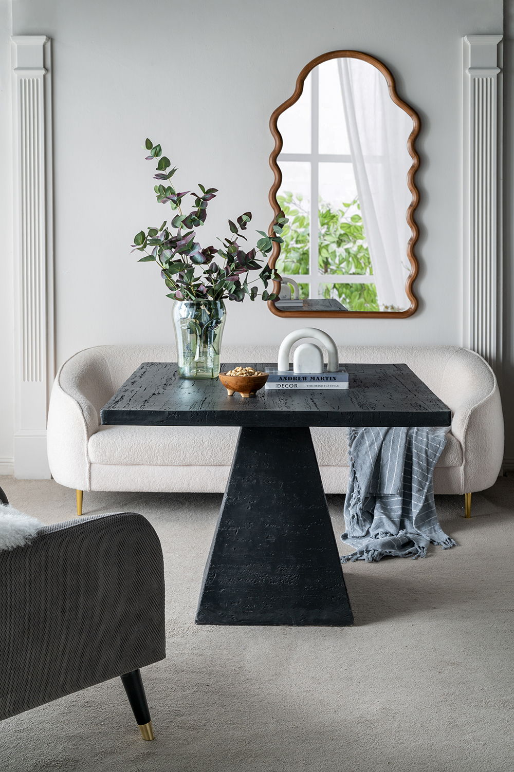Wood Mirror With Unique Frame - Brown Daily Nest