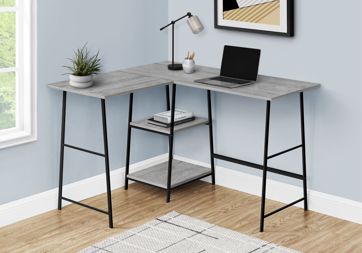 Computer Desk, Home Office, Corner, Storage Shelves, L Shape, Work, Laptop, Contemporary, Modern 8th Street