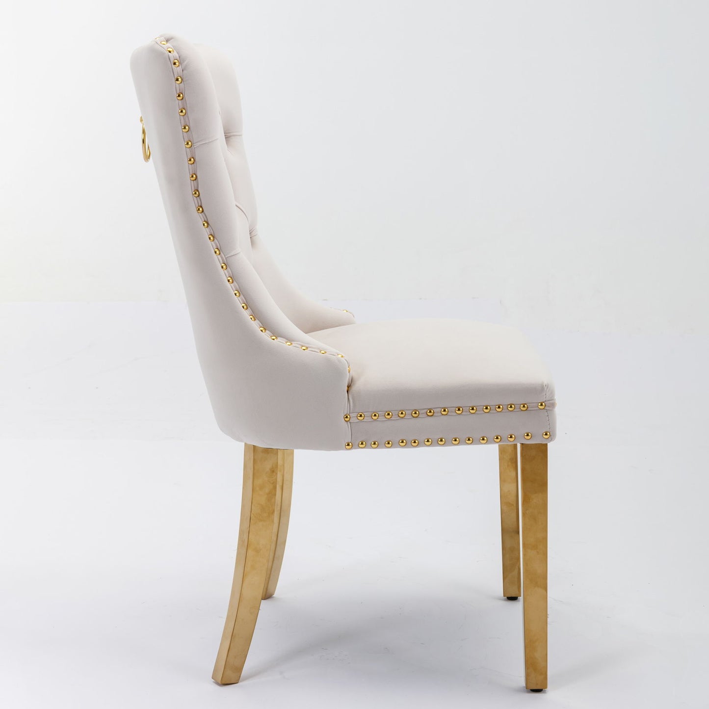 Nikki - Modern, High-End Tufted Solid Wood Contemporary Velvet Upholstered Dining Chair With Golden Stainless Steel Plating Legs, Nailhead Trim (Set of 2) Home Essentials