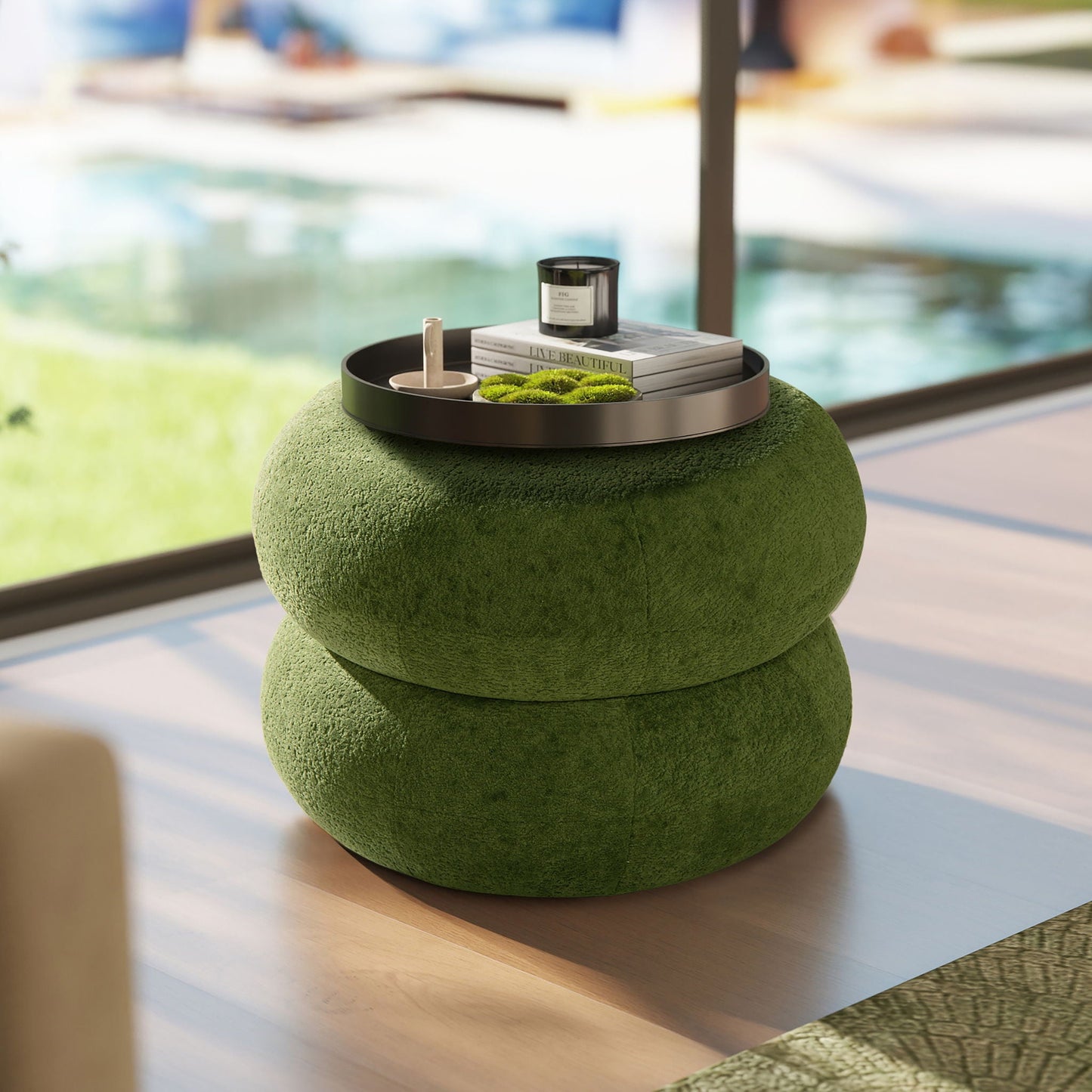Nest - Low Round Upholstered Ottoman Jennifer Taylor Home