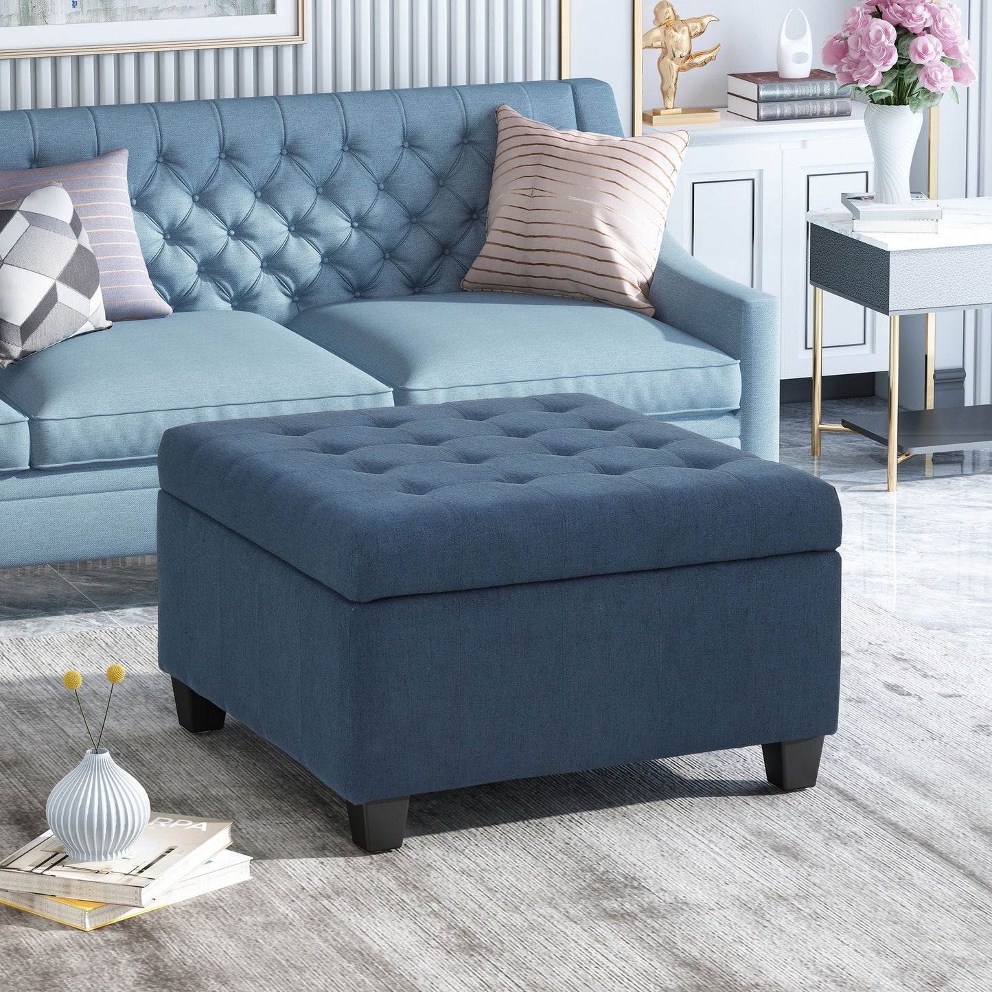 Isabella - Contemporary Ottoman With Storage Noble House