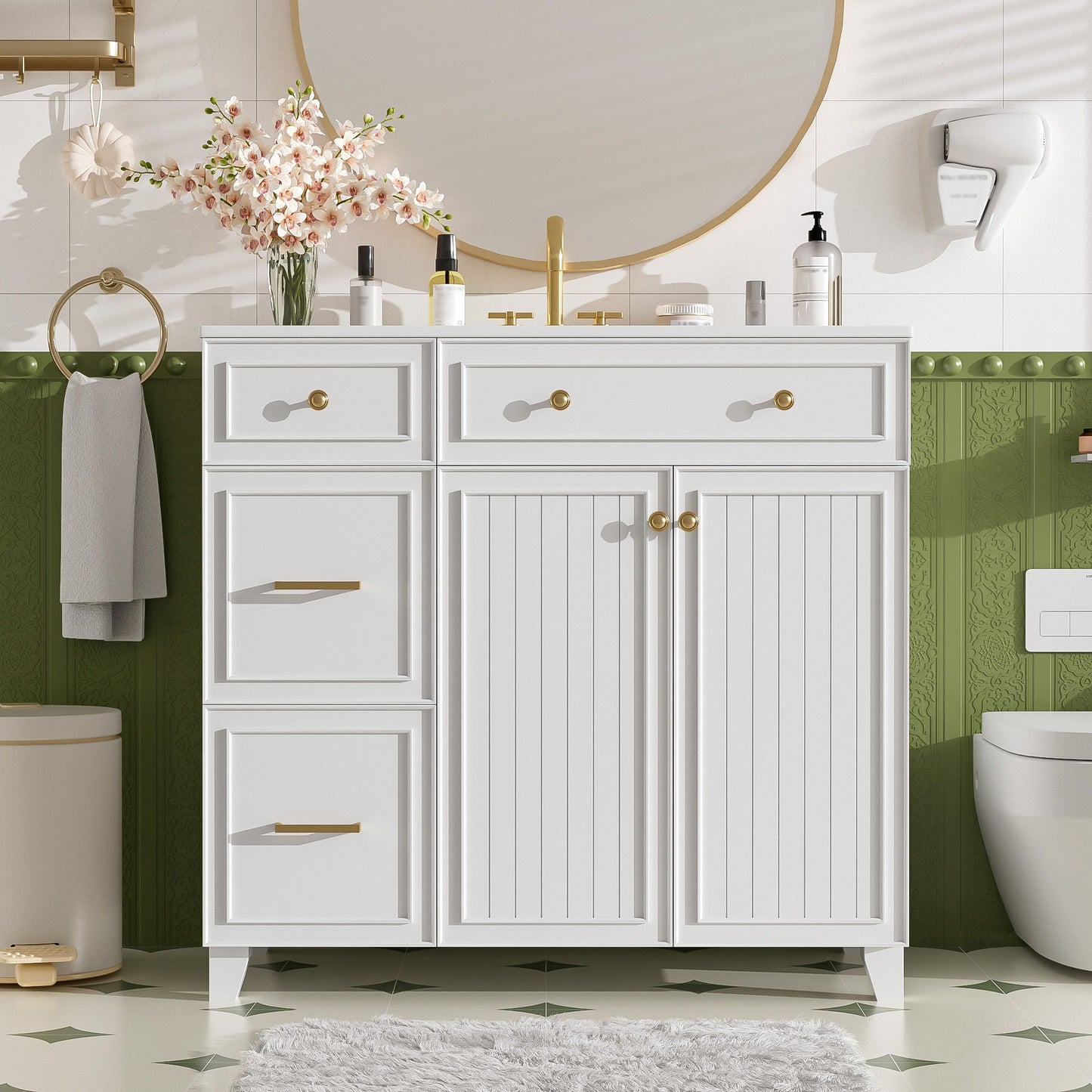 Bathroom Vanity With Sink, Soft Close Doors, Adjustable Shelves Hearth and Haven