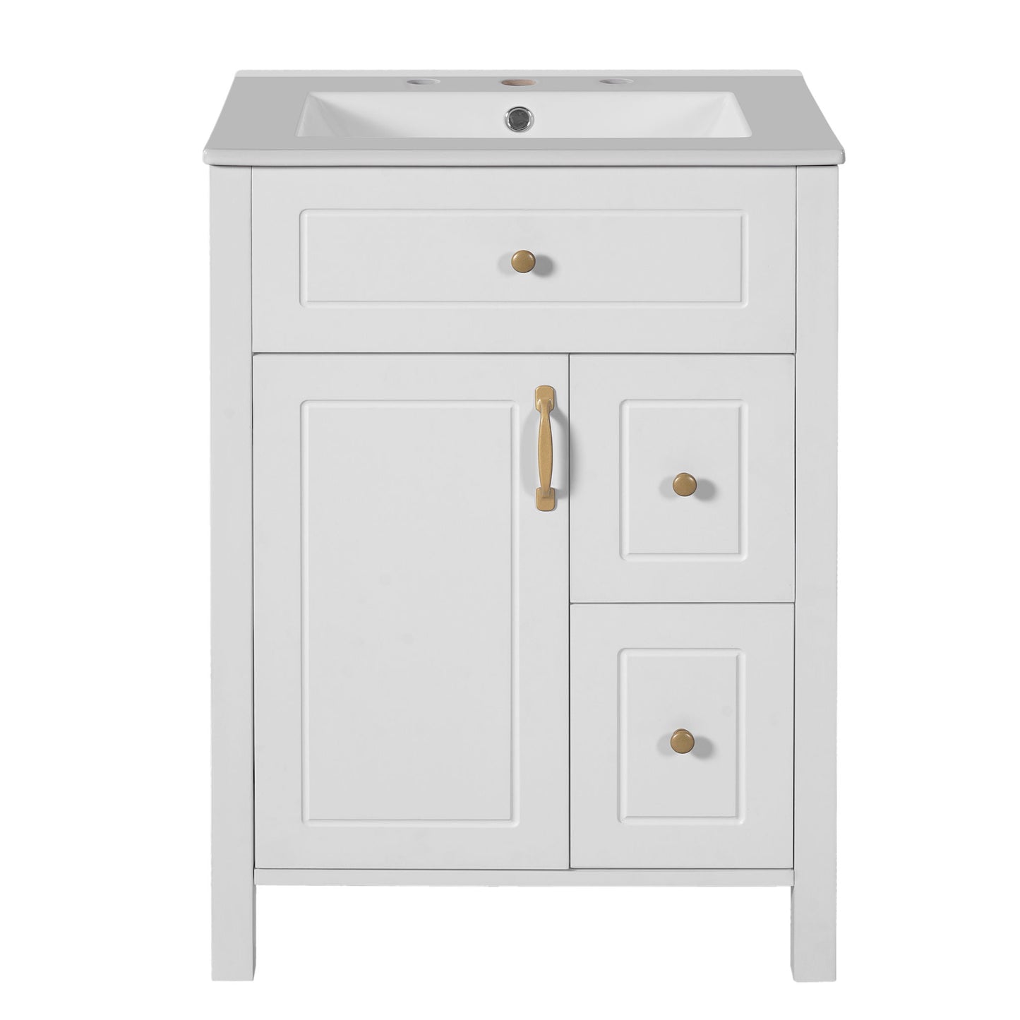 Elegant Bathroom Vanity With Ceramic Sink, Soft Close Doors And Drawers, Double Storage Racks Hearth and Haven