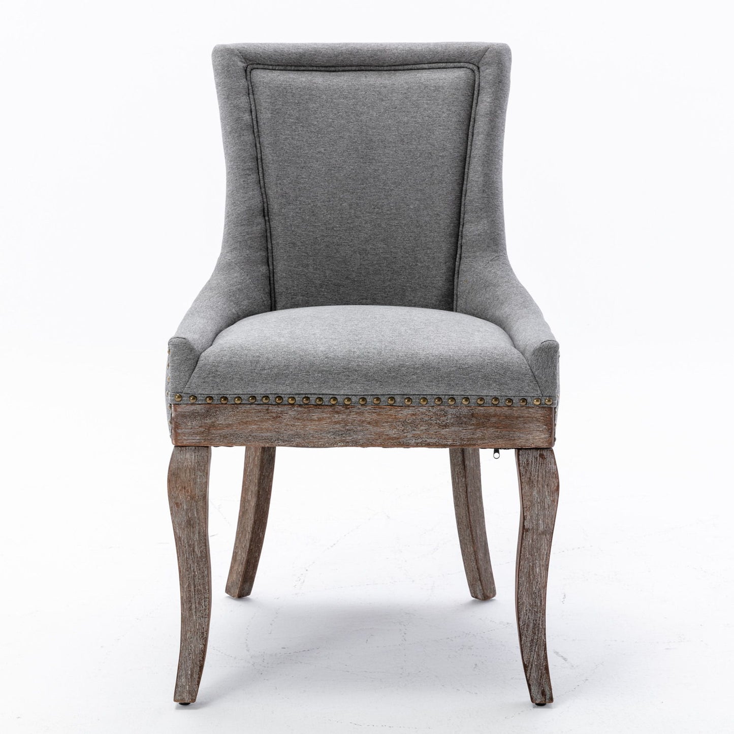 Ultra Side Dining Chair,Thickened Fabric Chairs With Neutrally Toned Solid Wood Legs, Bronze Nail Head (Set of 2) Home Essentials