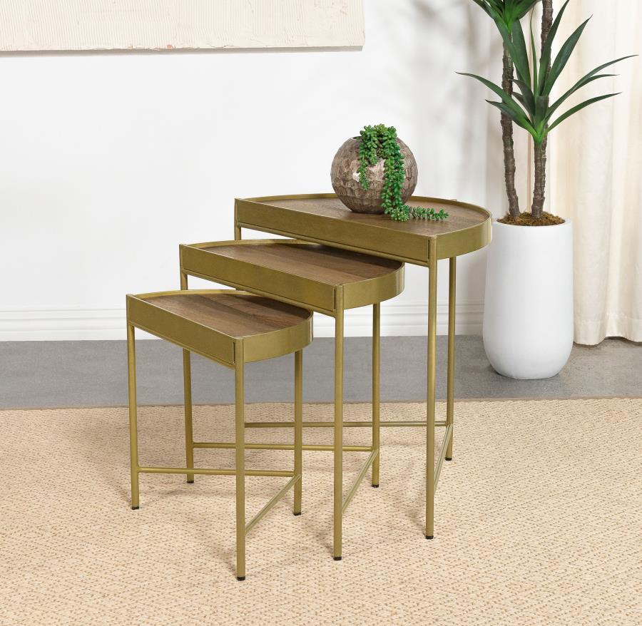 Tristen - 3 Piece Demilune Nesting Table - Brown And Gold Coaster Fine Furniture