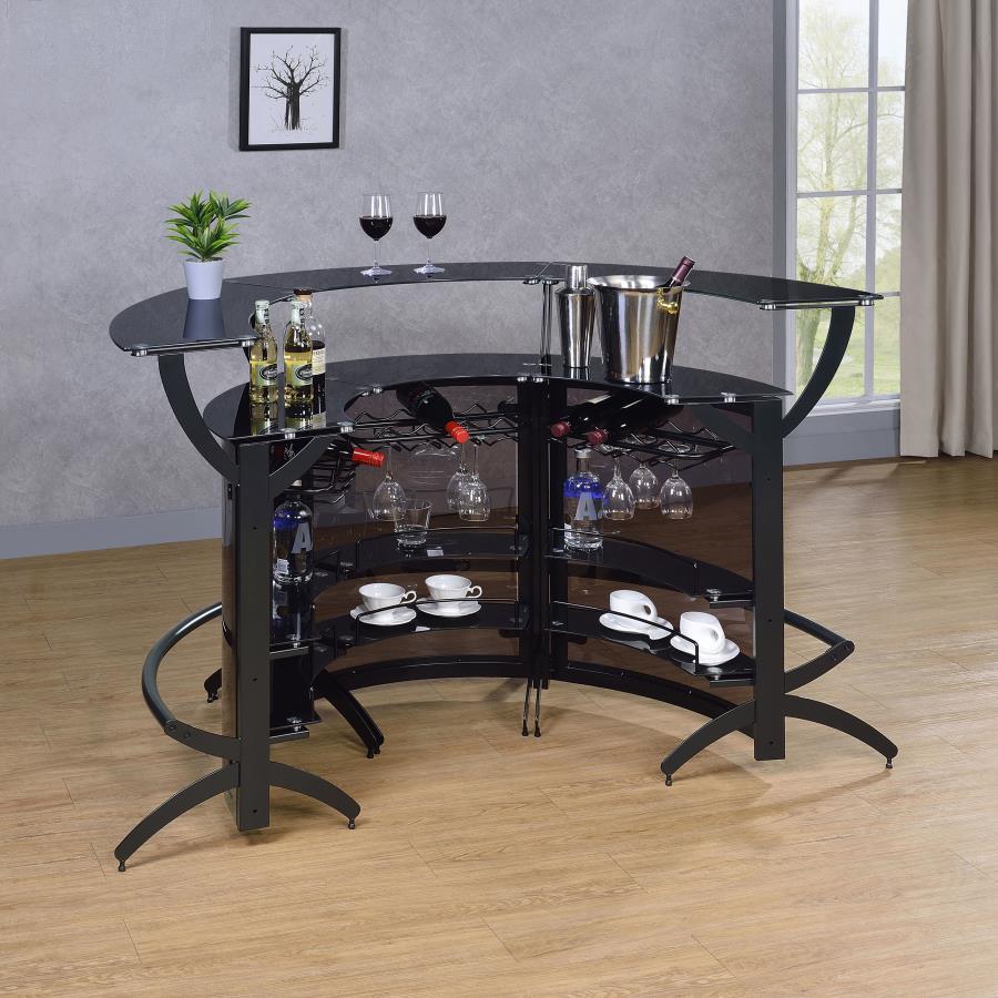 Dallas - 3-Piece Curved Freestanding Home Bar Cabinet CoasterEssence