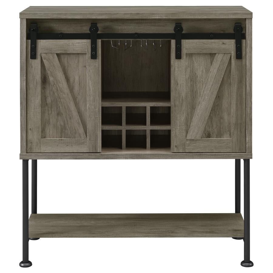 Claremont - Sliding Door Home Bar Wine Cabinet - Gray Driftwood CoasterEveryday