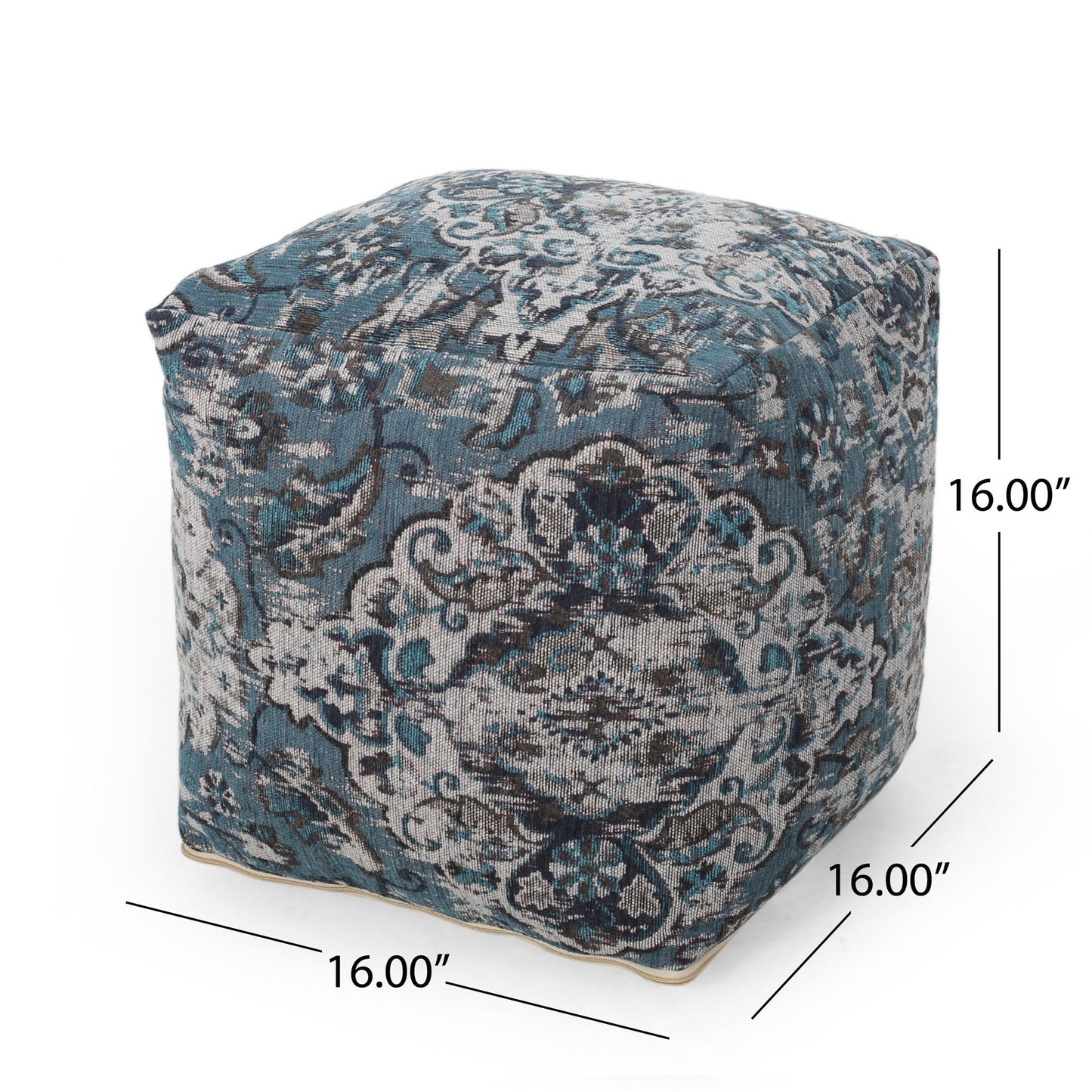 Anita - Square Pouf Ottoman And Floor Cushion - Blue Home Essentials