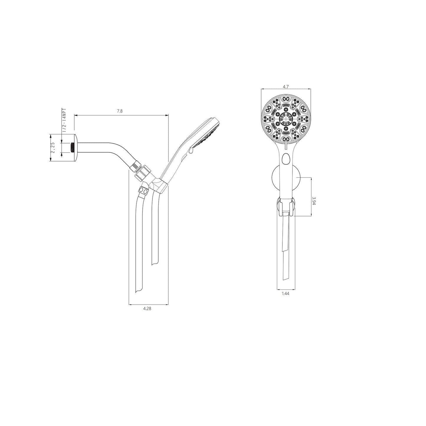 Multi Function Adjustable Hand Shower 8 Function Hand Shower, Plastic Construction - Brushed Nickel Daily Nest
