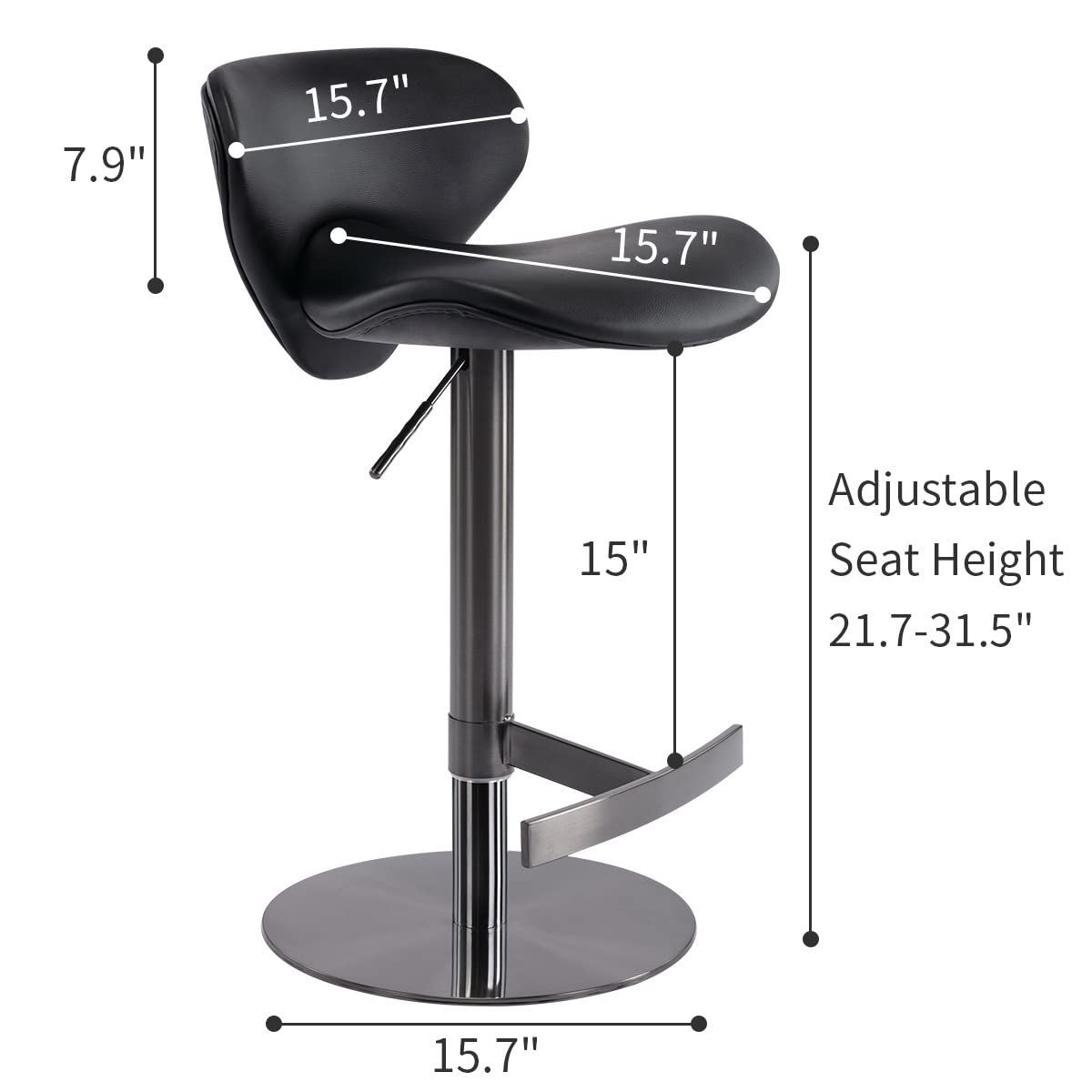 Titanium Stainless Steel Bar Stool, Swivel Adjustable Height For Kitchen Counter And Dining Room Home Essentials