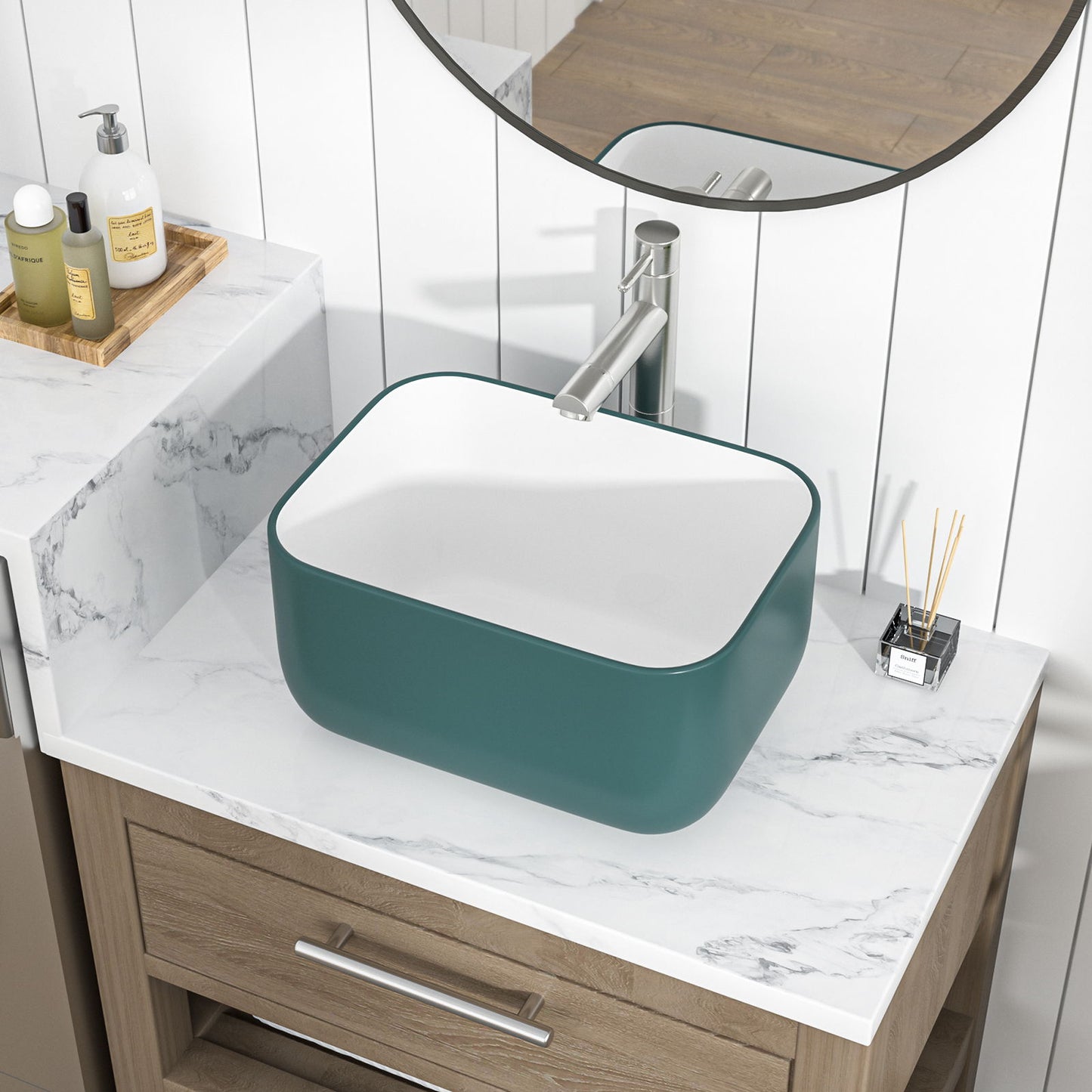 Square Vessel Bathroom Sink - Green Daily Nest