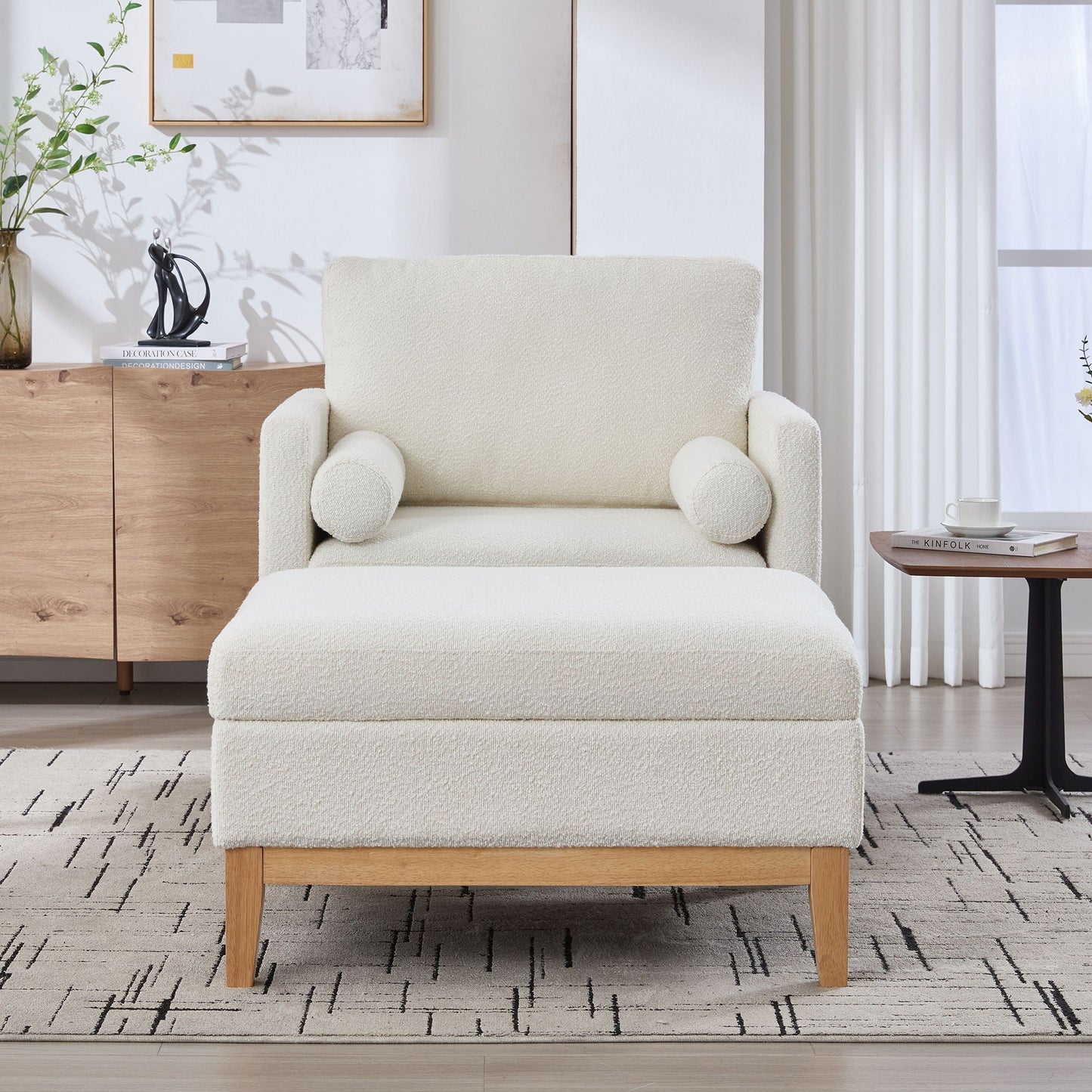 Oversized Swivel Barrel Accent Chair And Ottoman Set With Storage Home Essentials