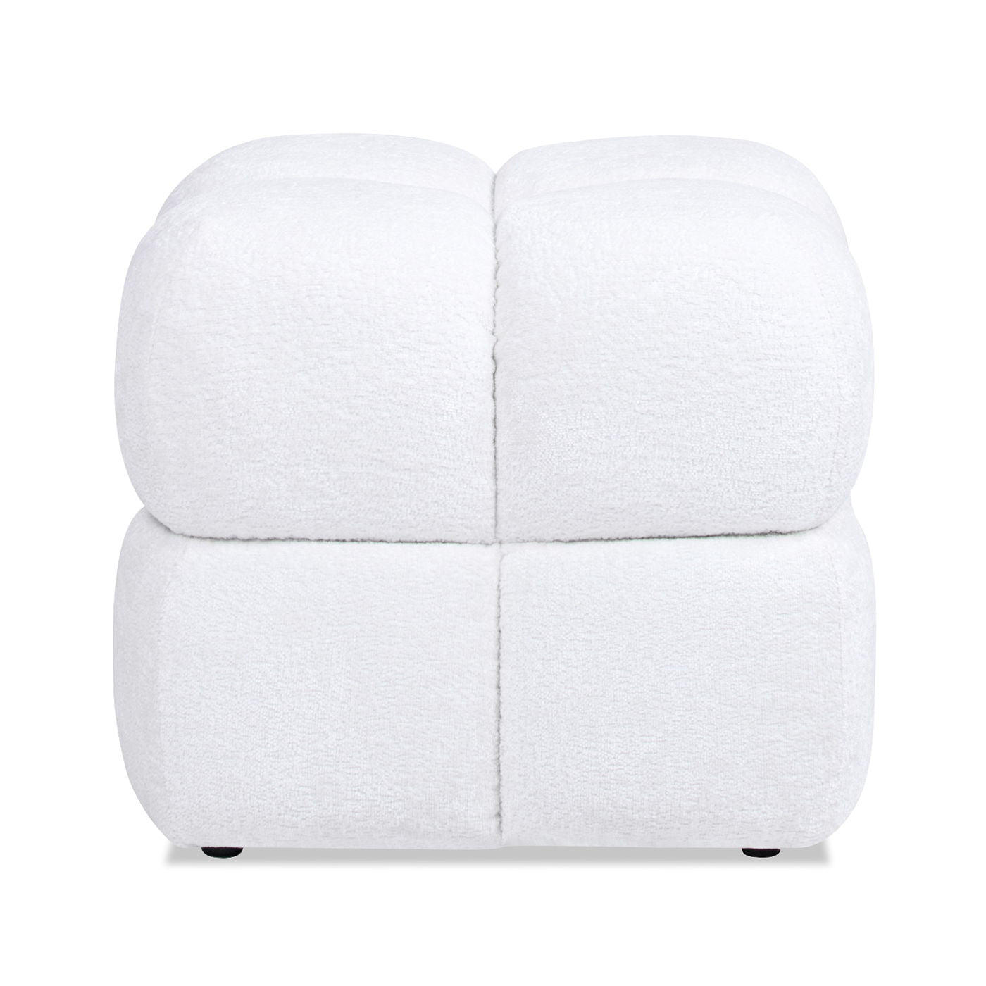 Pixel - Oversized Square Tufted Pouf Ottoman - Almond White Jennifer Taylor Home