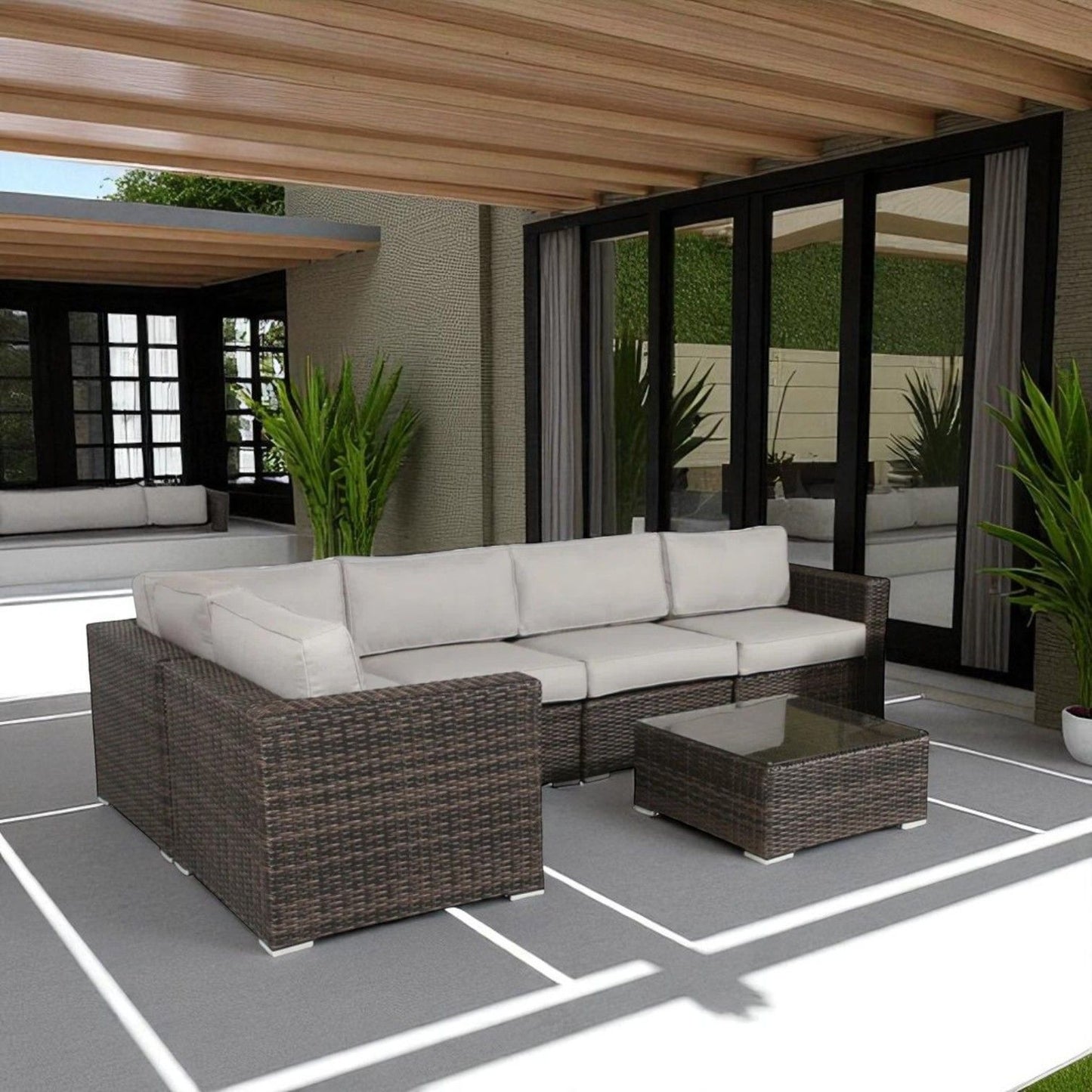 Stylish Wicker Patio Set Table LSI Patio Furniture