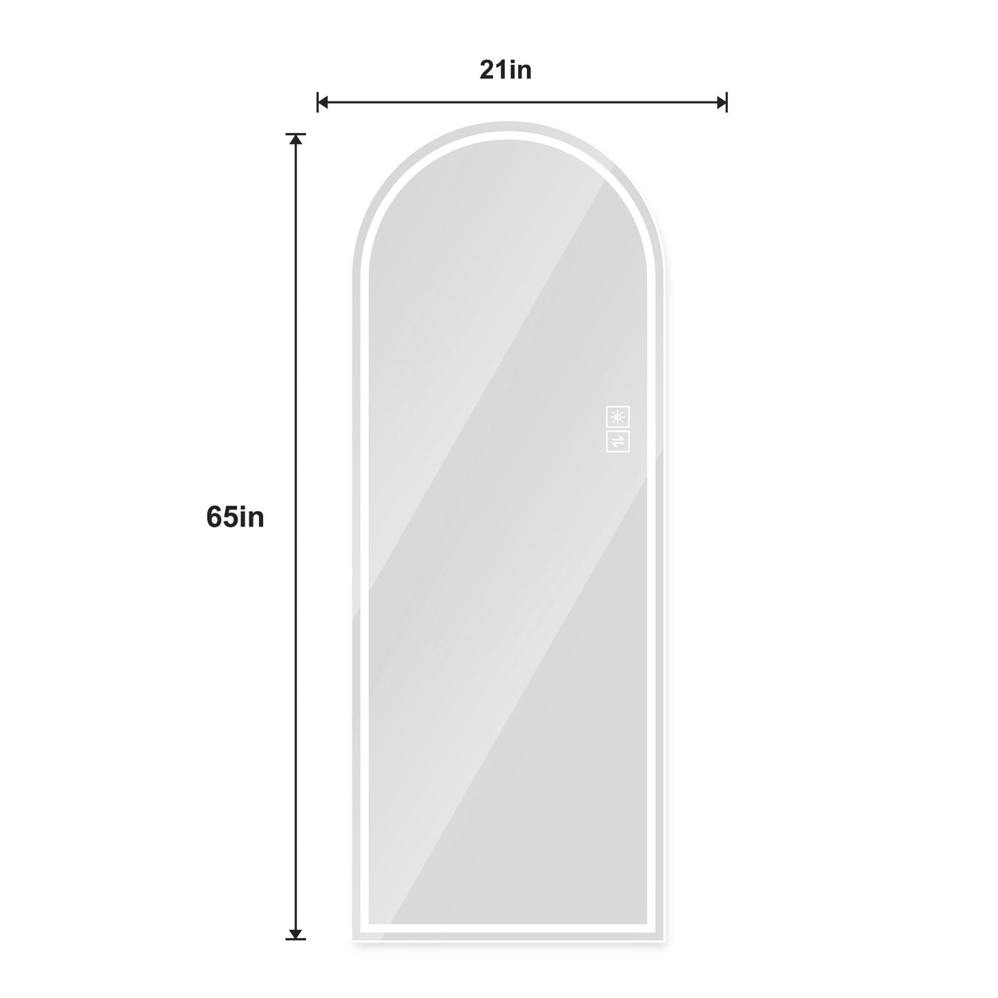 Arch Design LED Full Length Mirror, Dimmable, High Definition, Explosion Proof, 65" X 21" - Silver Daily Nest
