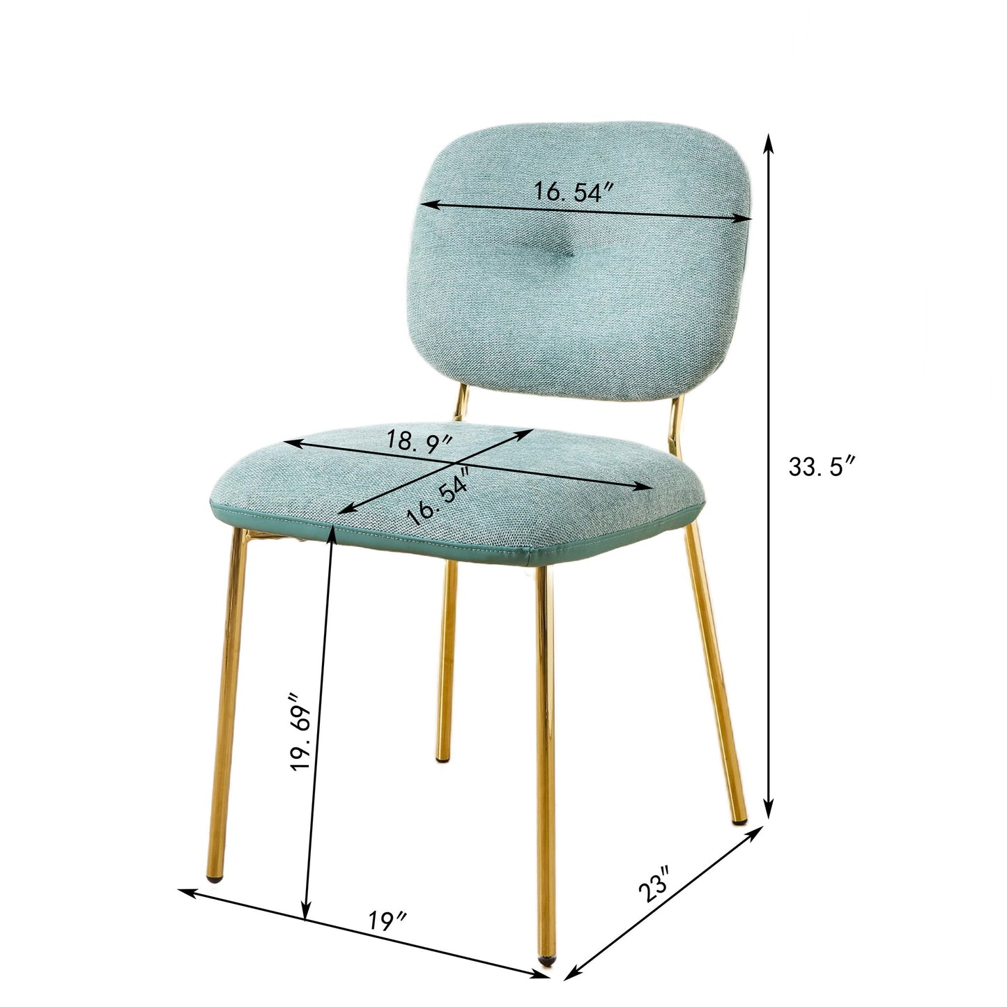 Modern Dining Chairs (Set of 2) Upholstered Accent Chairs With Metal Legs Space Saving Contemporary Seating - Green Hearth and Haven