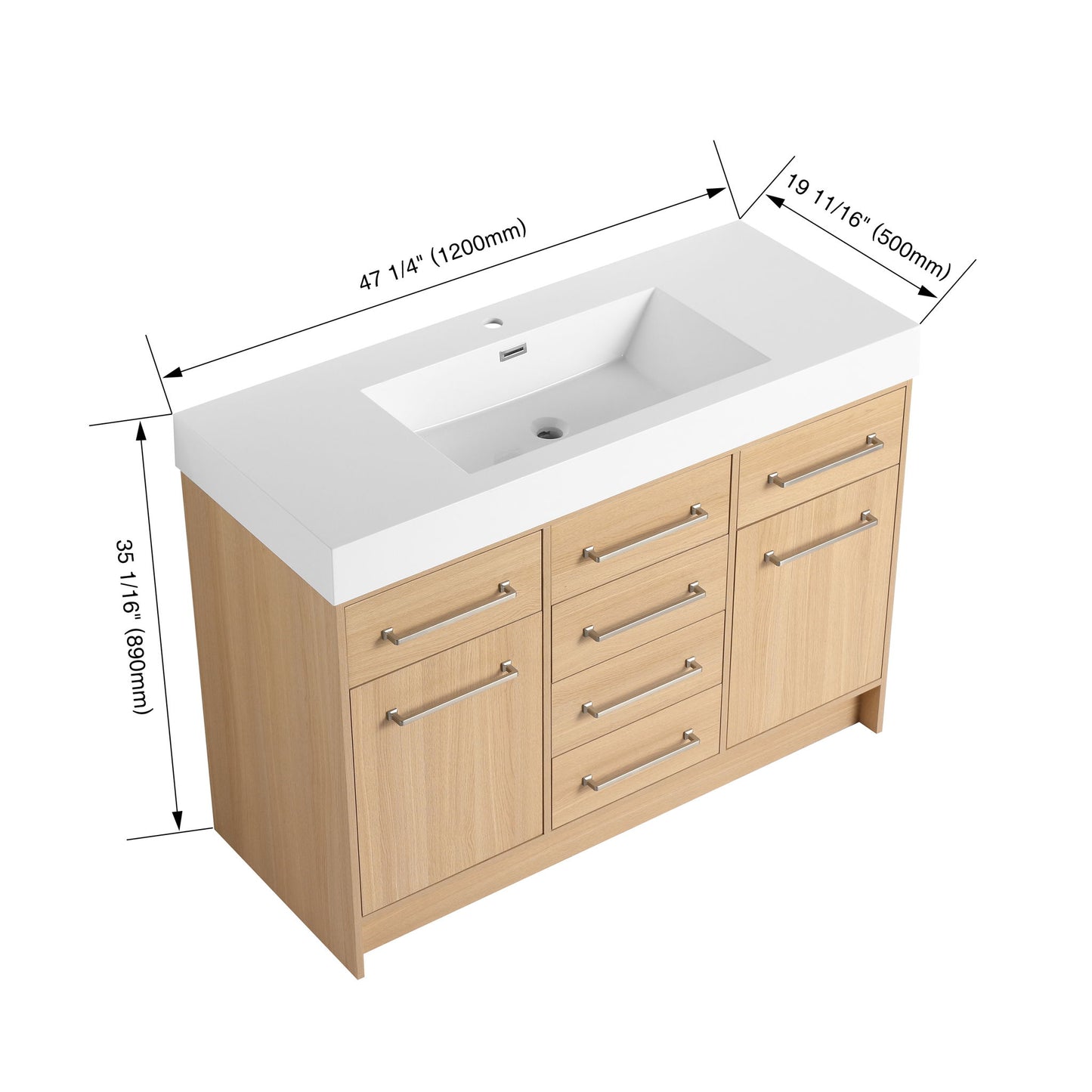 Freestanding Bathroom Vanity With Resin Sink, Soft-Closing Doors And Drawers Home Essentials