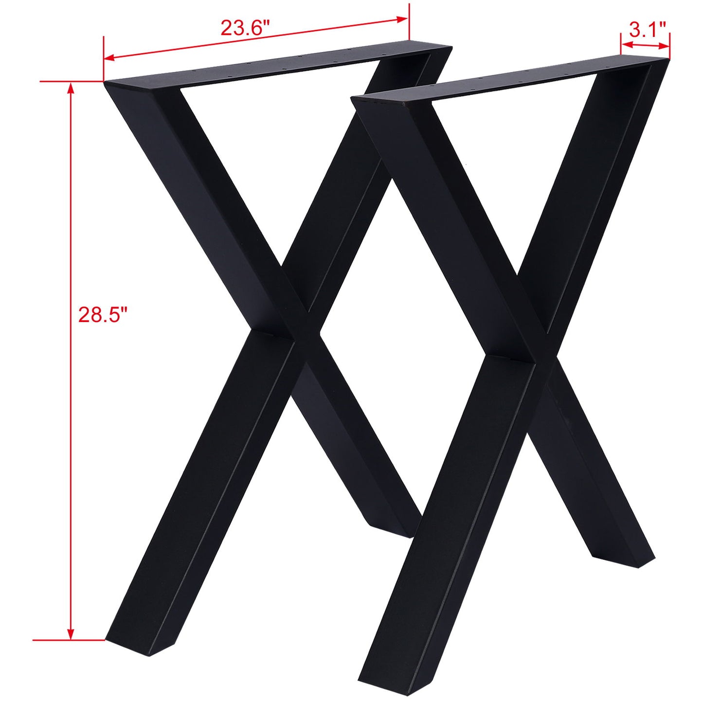 X Table Legs 28X 24", Wide Metal Table Legs, Heavy Duty Steel Desk Legs Table Leg Dining Table Legs Coffee Desk Leg (Set of 2) - Black Home Essentials