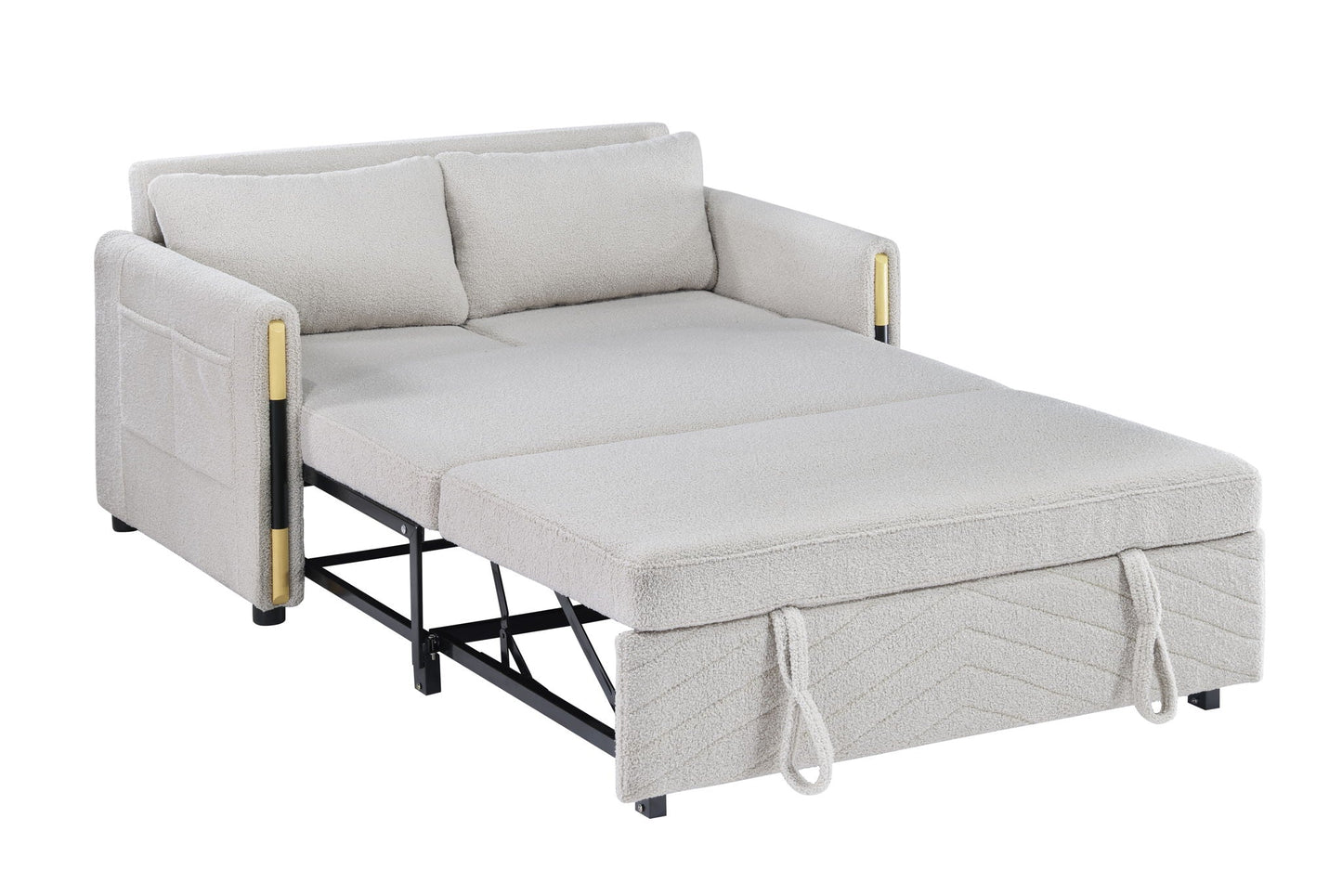 Percy - Teddy Velvet Sleeper Loveseat With Dual-Pull Sleeper Design Lilola Home
