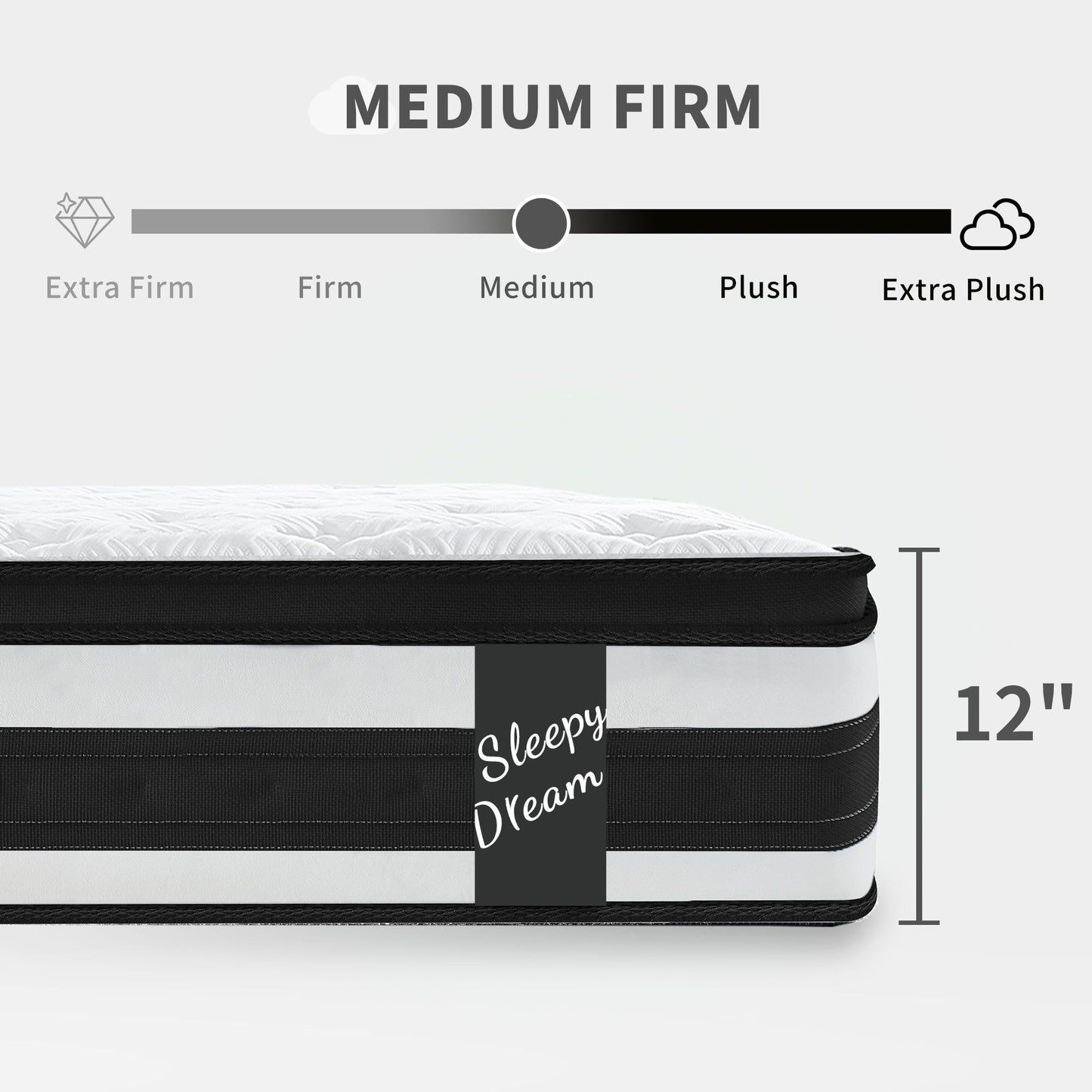12" Breathable Hybrid Mattress, Memory Foam, Individual Pocket Springs Home Essentials