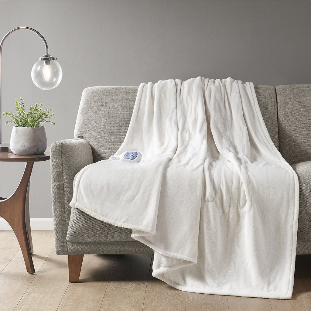 Heated Plush - Throw - Ivory Beautyrest