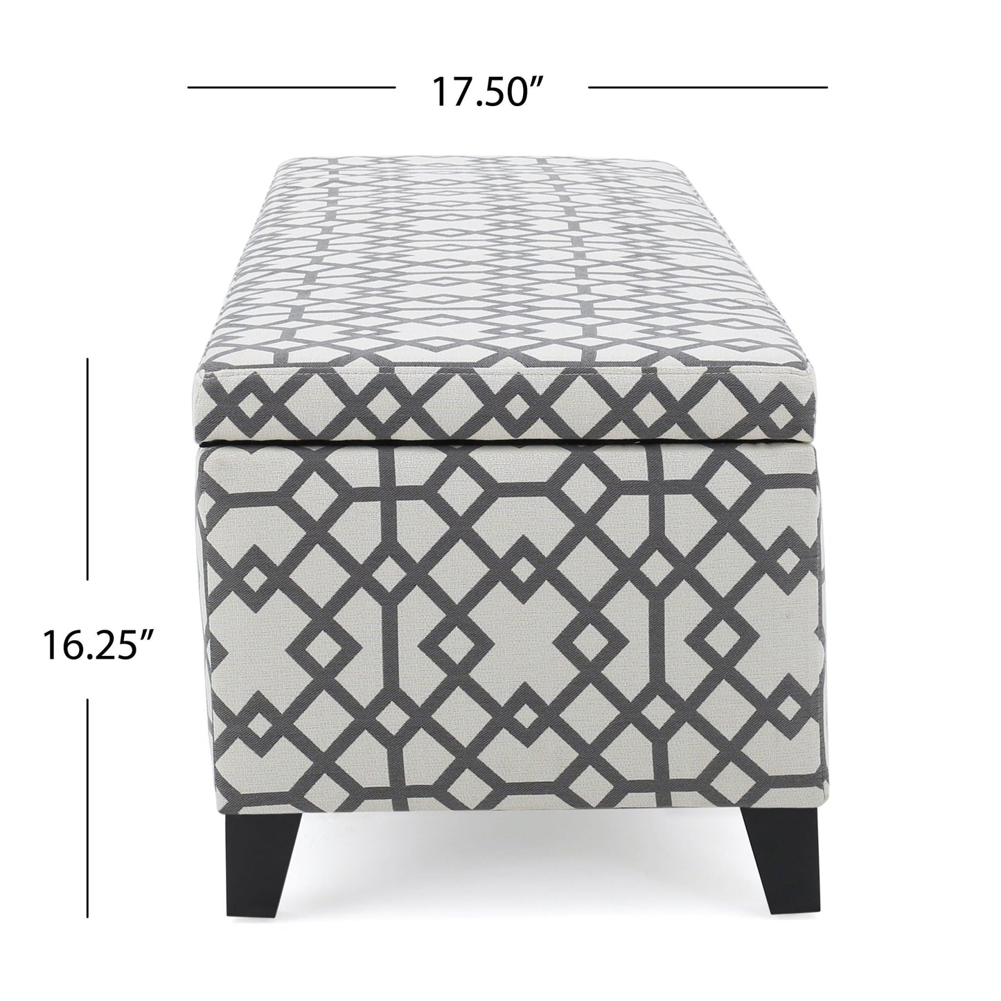 Quotient - Upholstered Storage Ottoman With Tapered Block Feet - Gray / White Noble House
