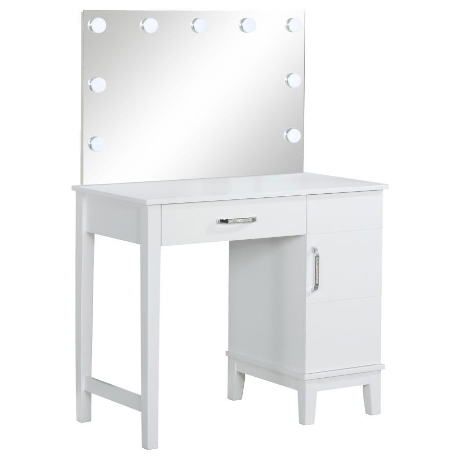 Elijah - Vanity Set With Lighting & Stool - White And Dark Gray CoasterEveryday