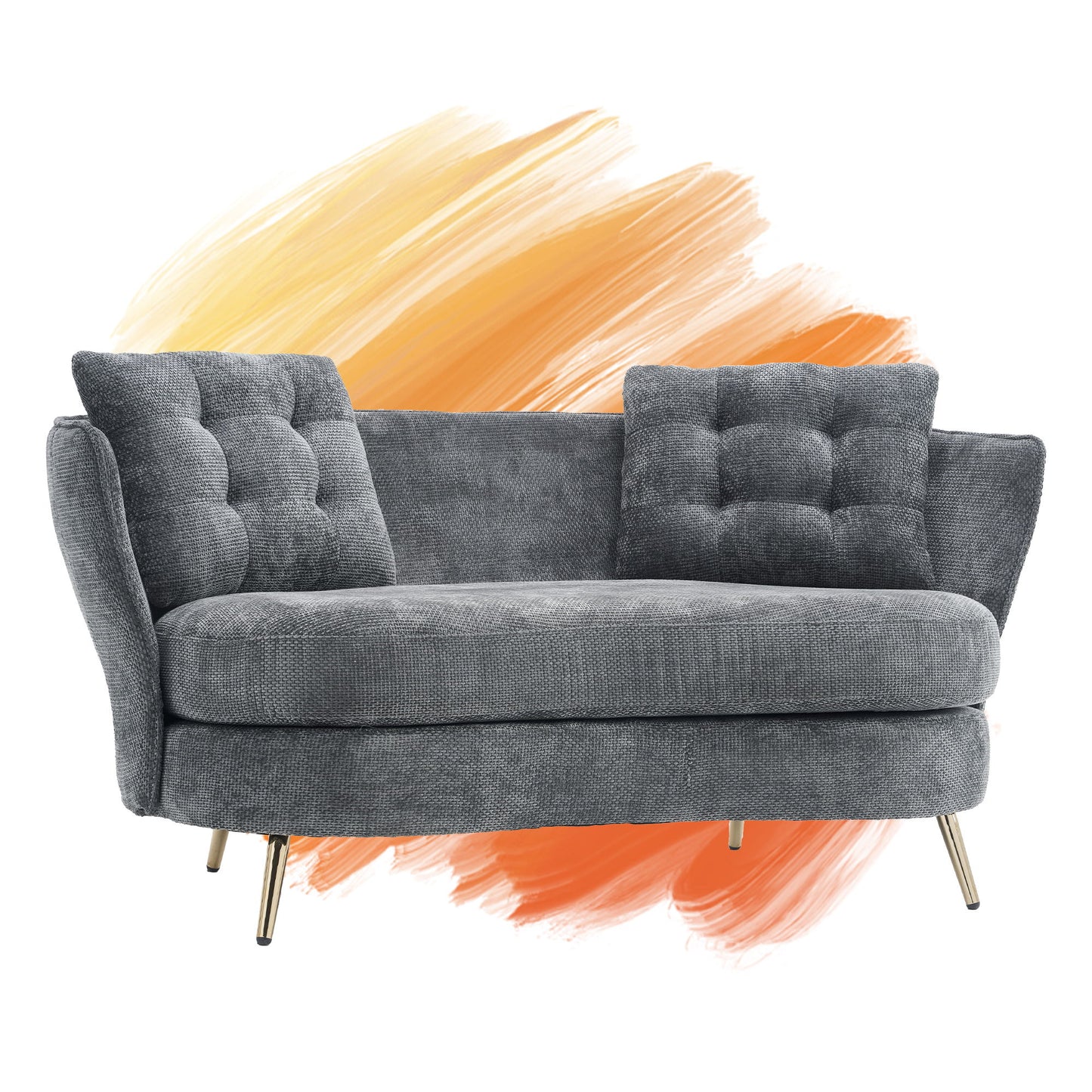 Loveseat Sofa, Upholstered Couch With Metal Legs