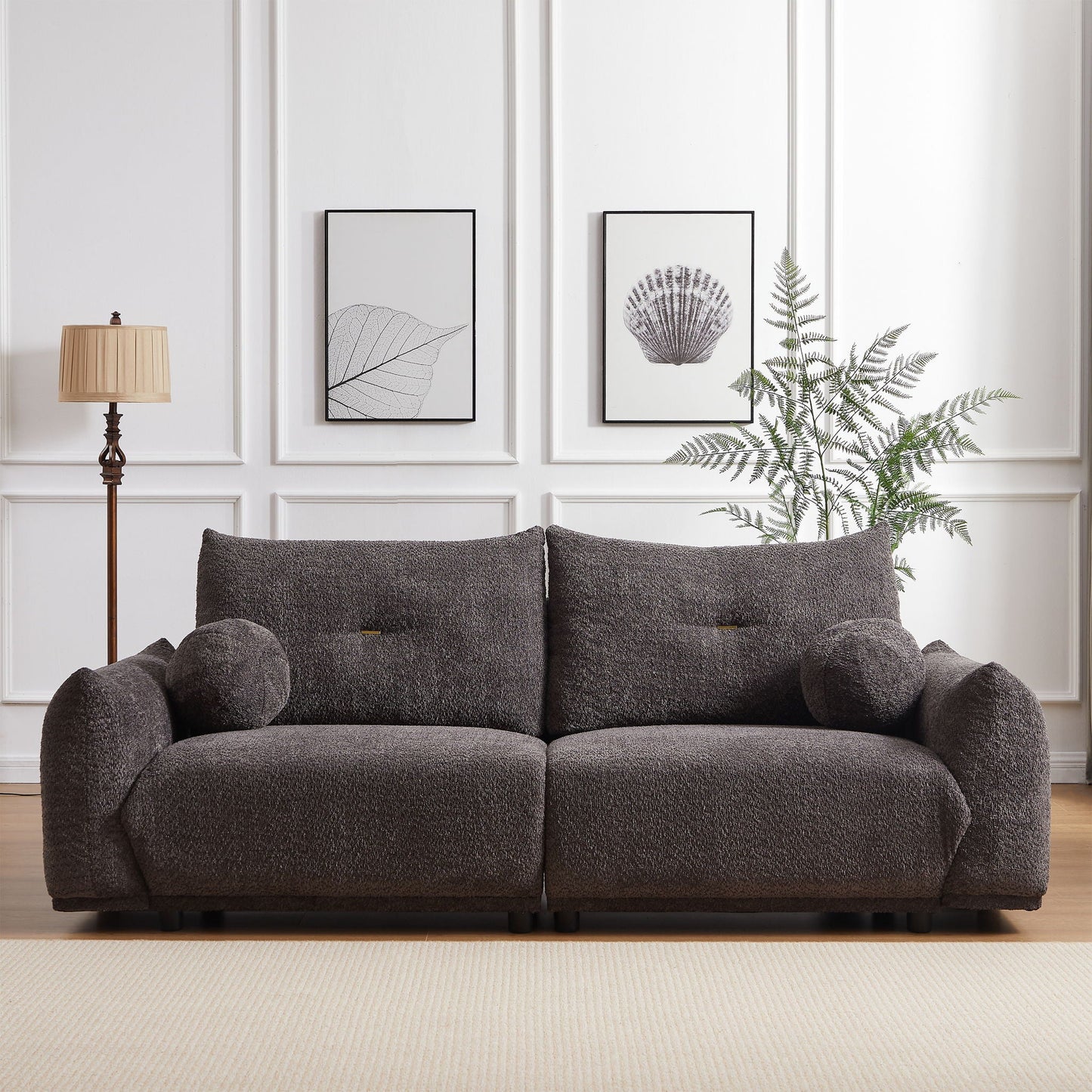 2 Seater Cushion Sofa With 2 Cushions And 2 Ball Pillows Home Essentials