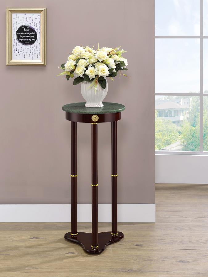 Edite - Round Marble Top Accent Side Table - Merlot CoasterEveryday