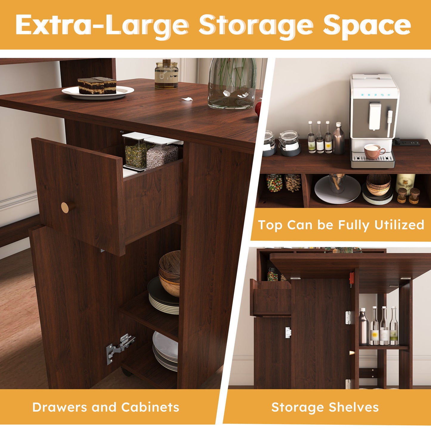 Multifunctional Folding Dining Table With Wall-Mounted Sideboard & Storage Home Essentials