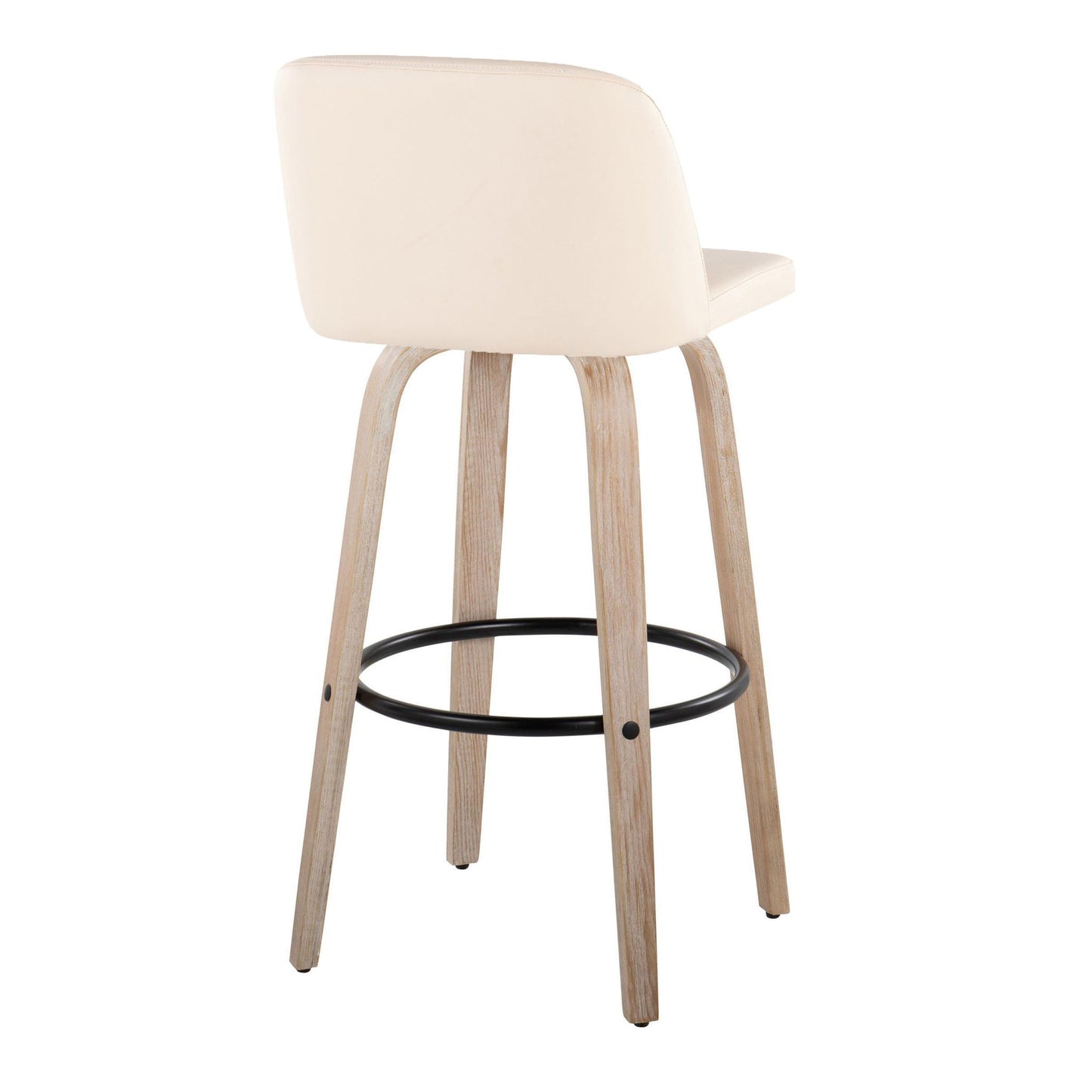 Toriano - Mid-Century Modern Fixed Height BarStool With Round Footrest (Set of 2) Lumi Source